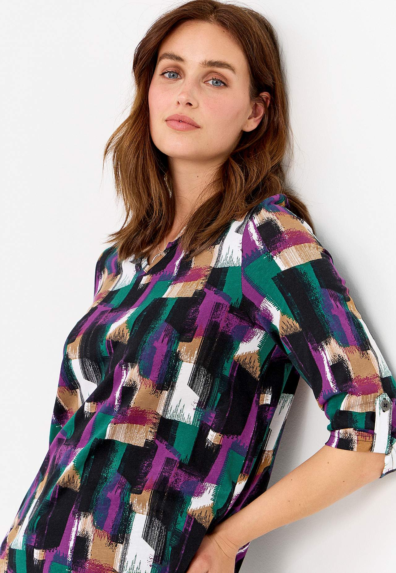 Patterned jersey top