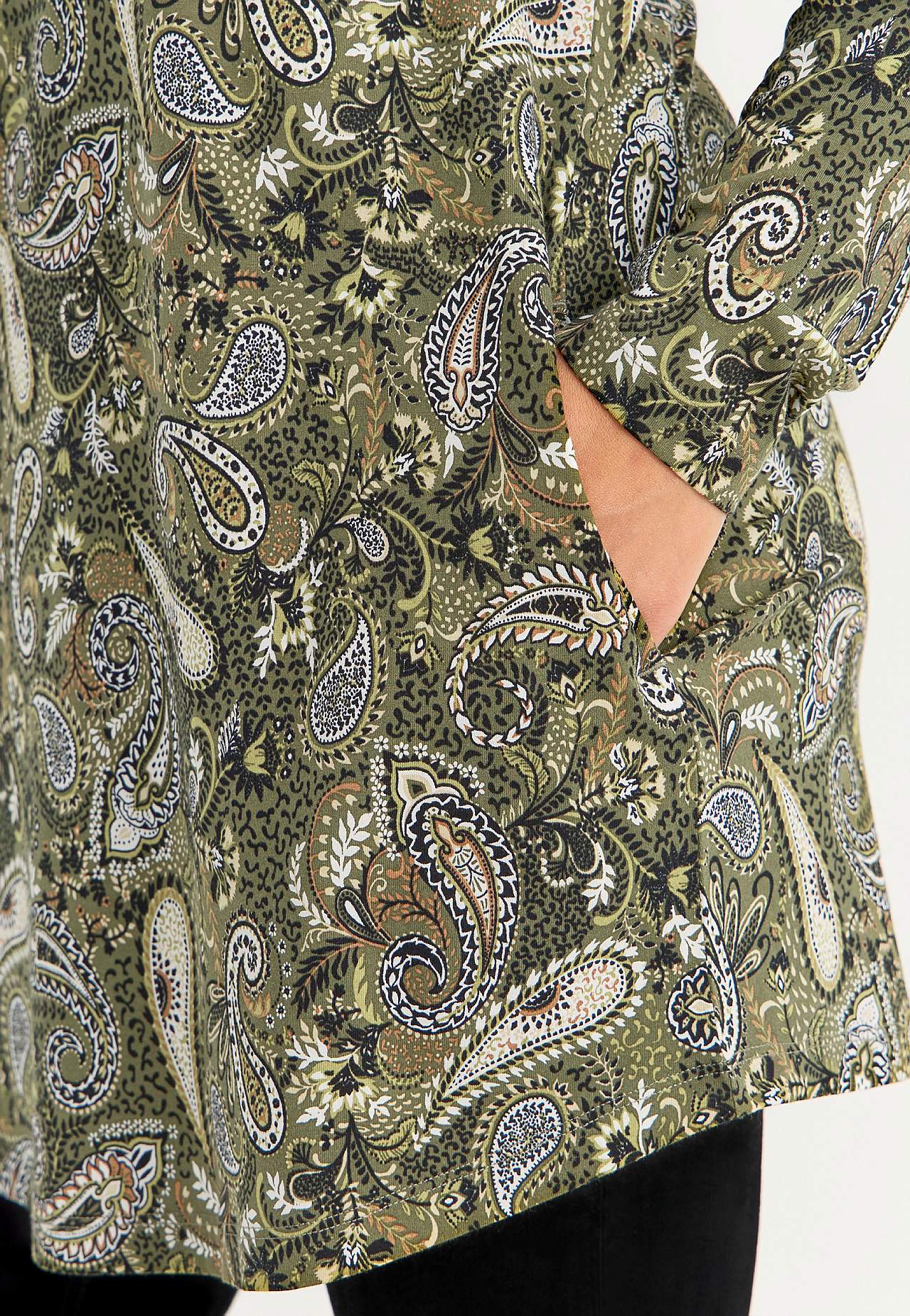 Patterned jersey tuniq with long sleeves