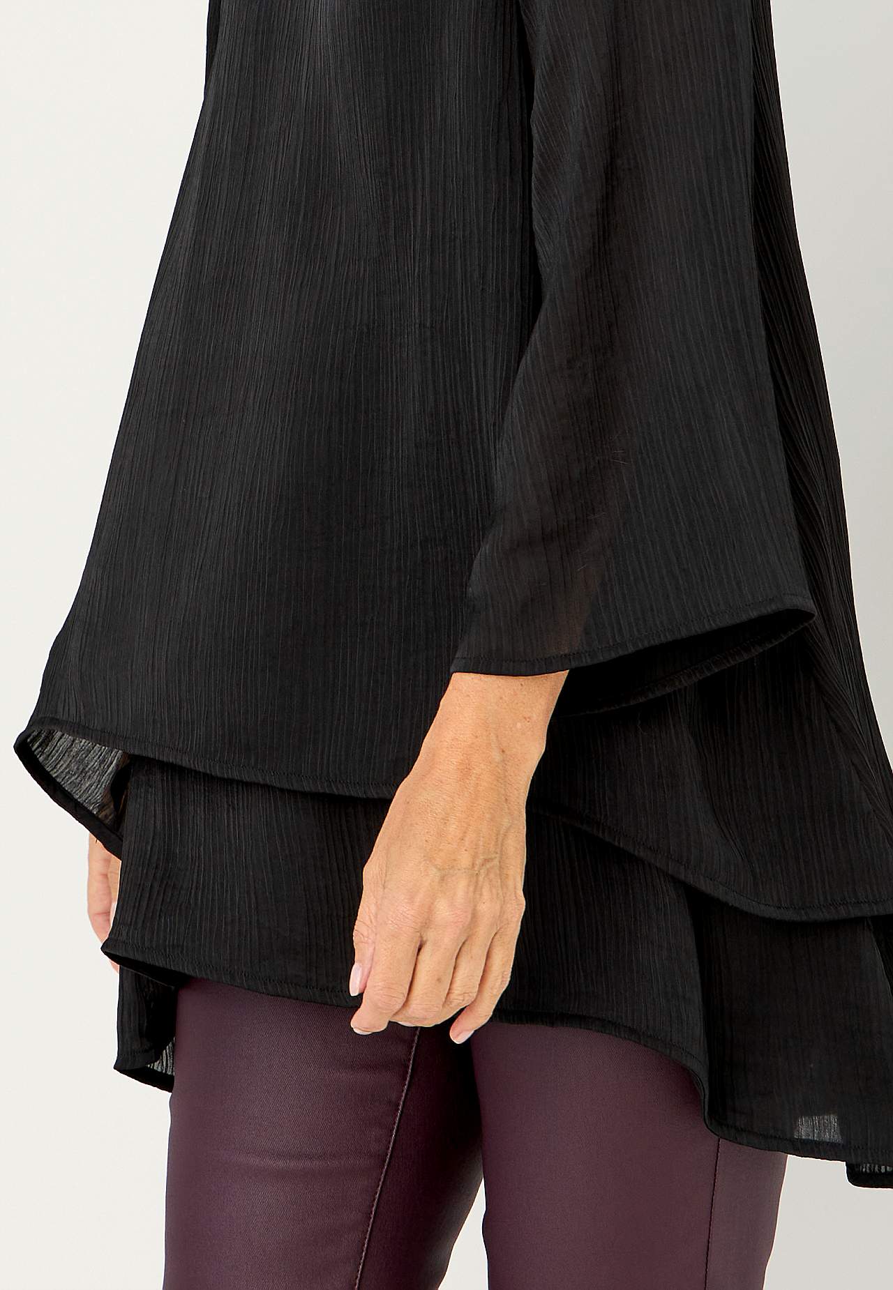 V-neck tunic with bell sleeve