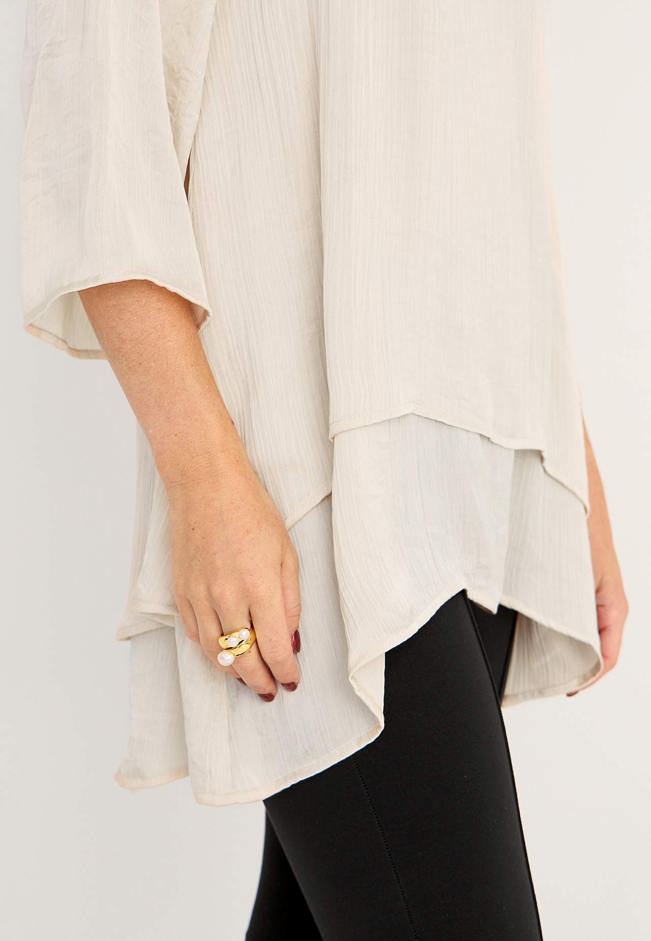 V-neck tunic with bell sleeve