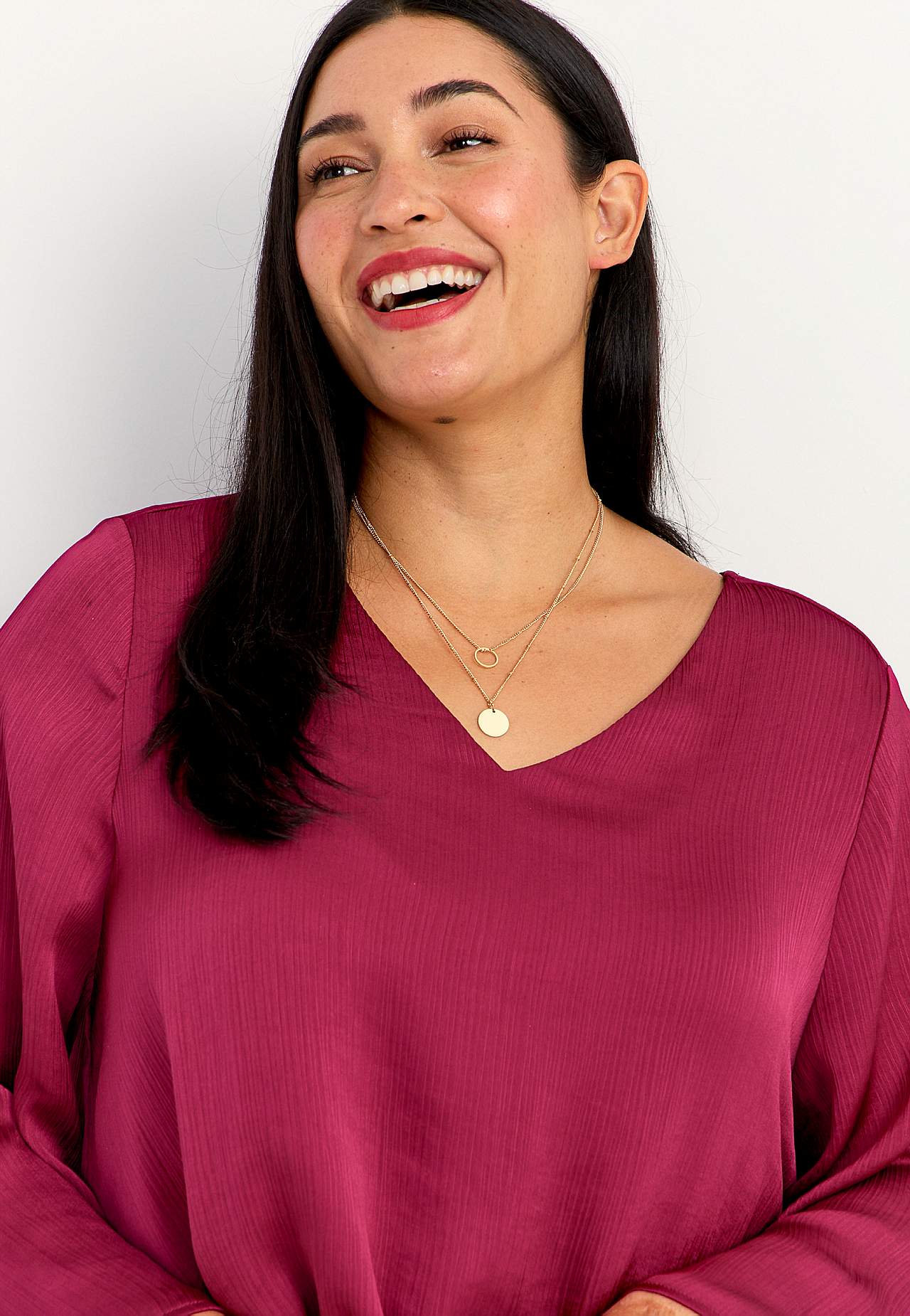 V-neck tunic with bell sleeve
