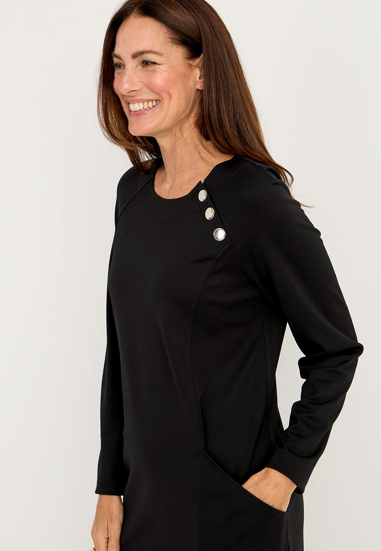 Jersey dress with button decor