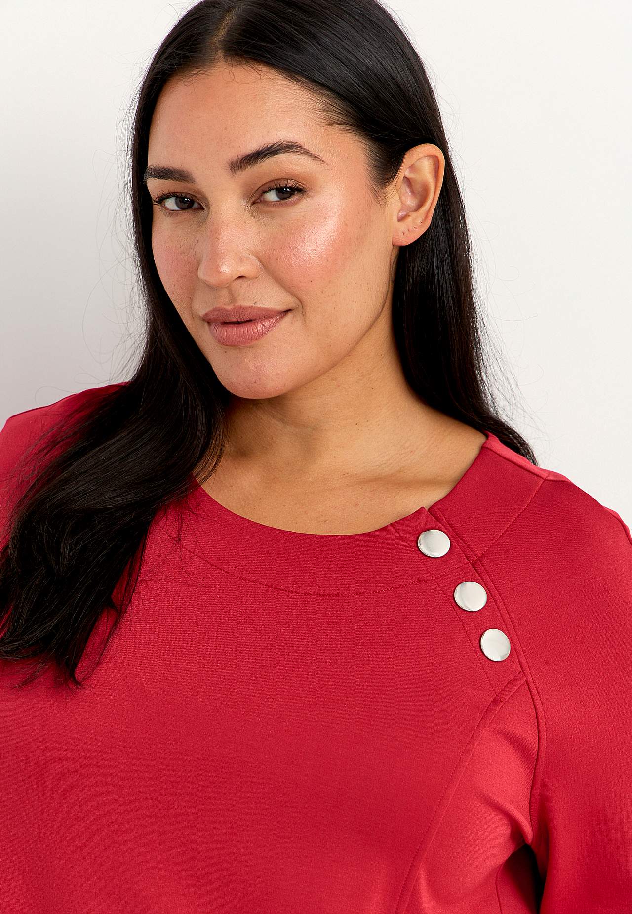 Jersey dress with button decor