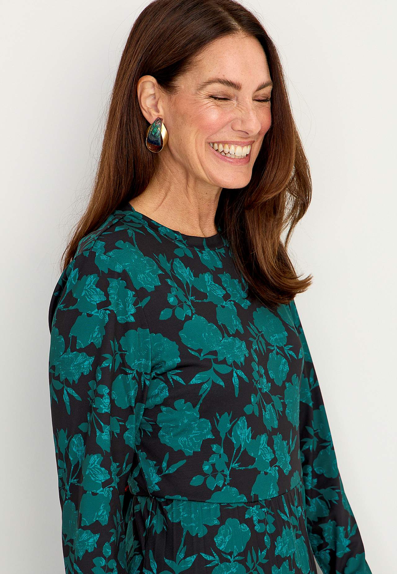 Pleated, patterned jersey dress Christina