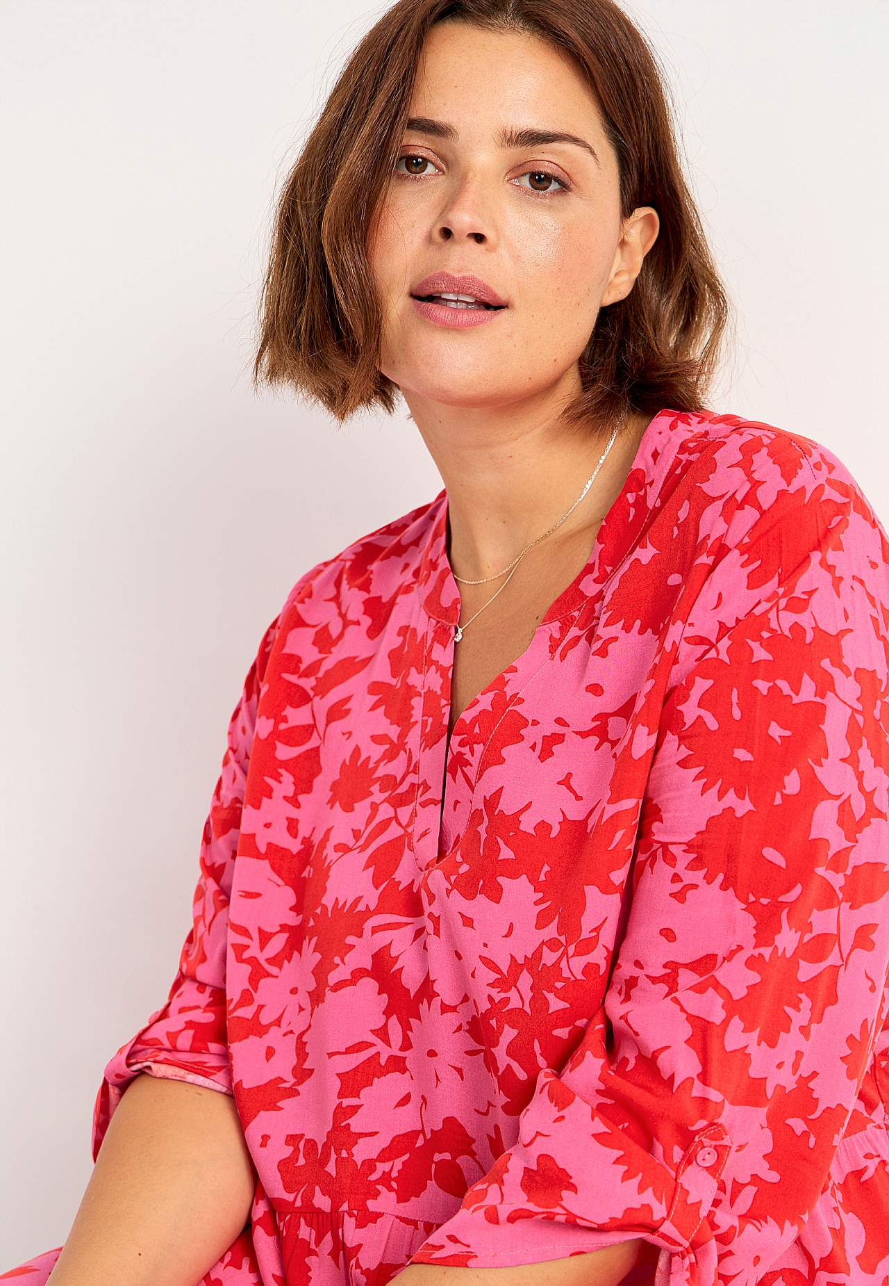 Dress with flounces