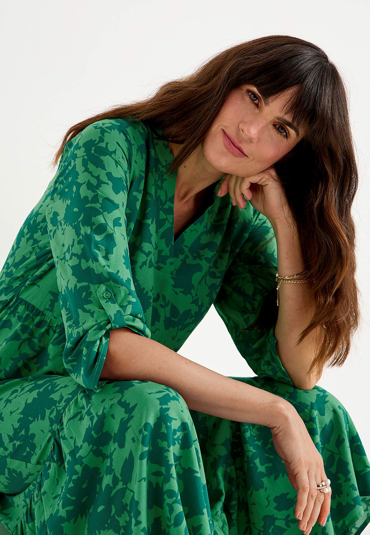 Dress with flounces