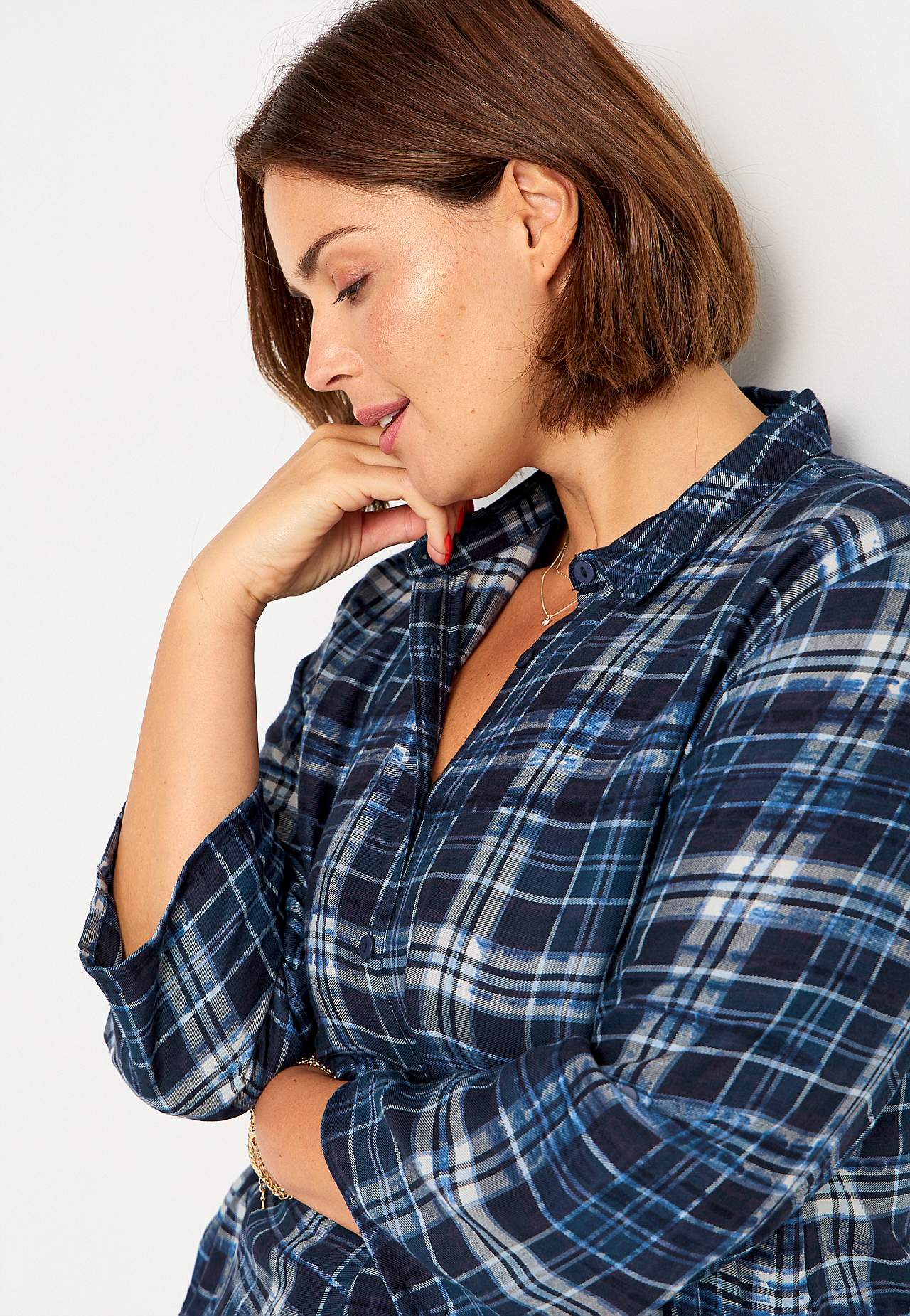 Checked tunic with collar