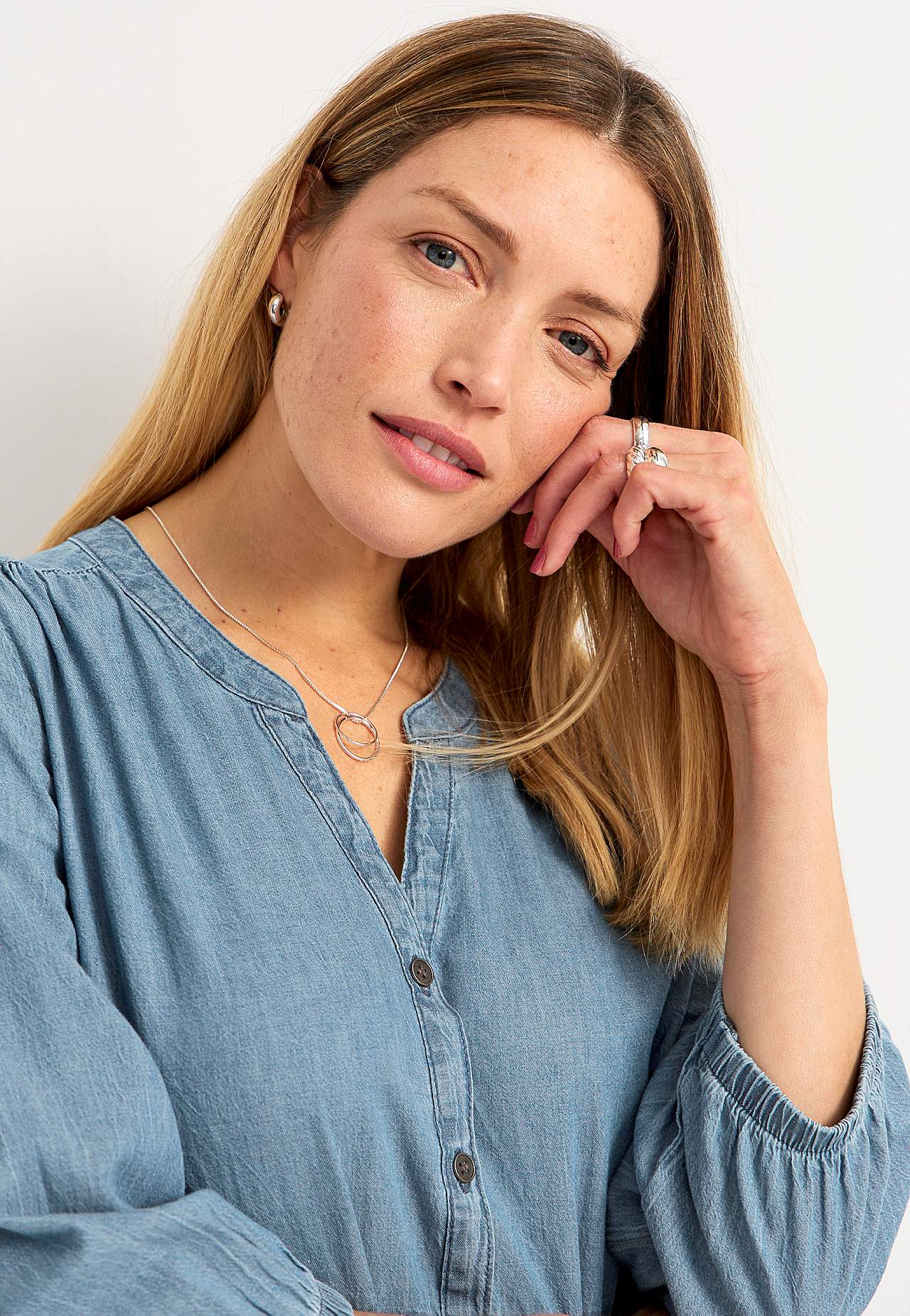 Denim dress with flounce Sonja