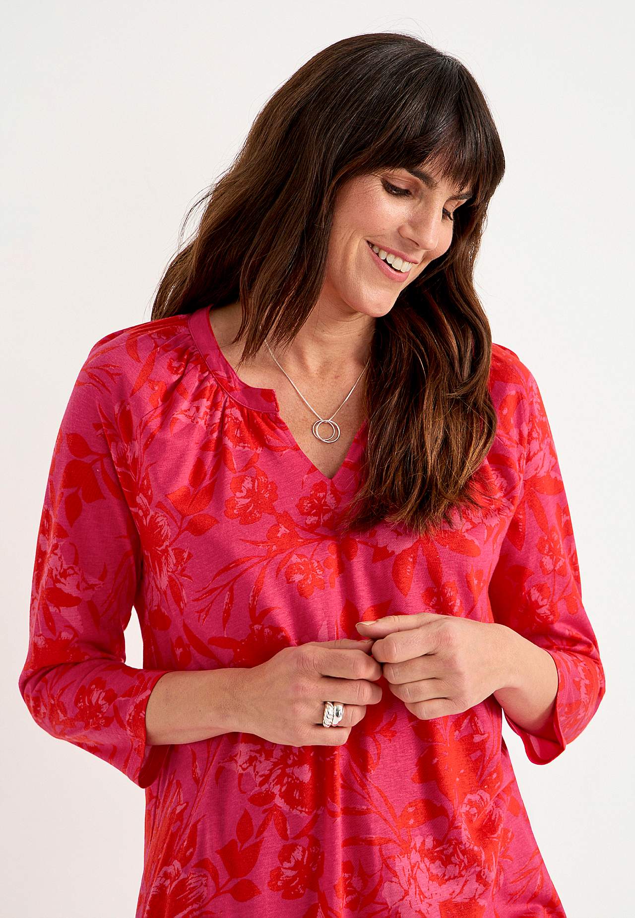 Jersey tuniq with 3/4 length sleeves