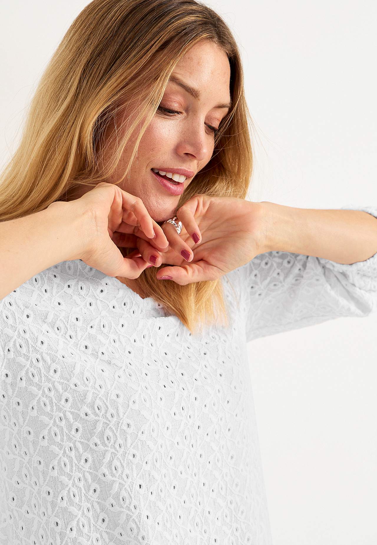 Lace top with openwork