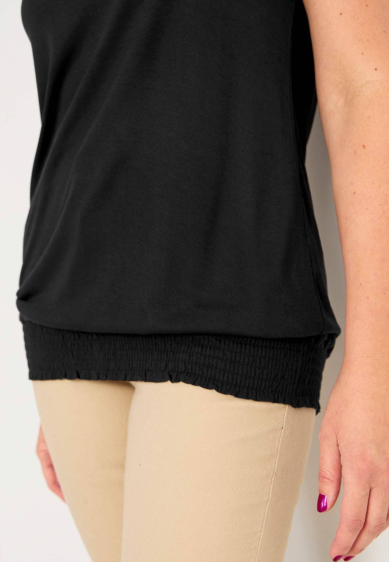 Jersey top with smocking