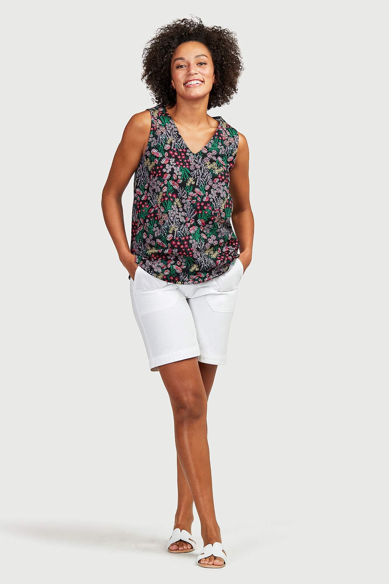 Patterned, sleeveless jersey top Mia