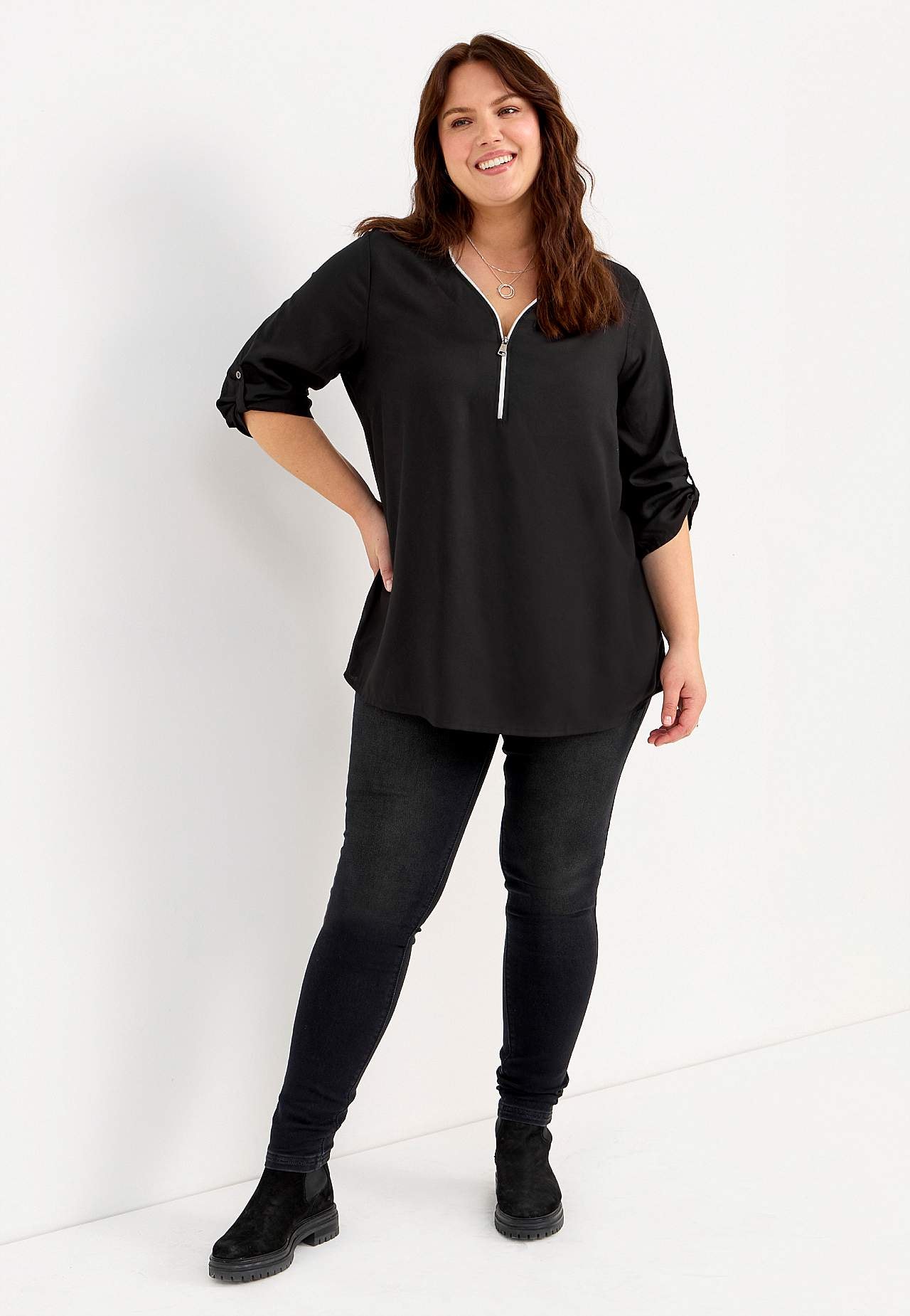 V-neck tunic in two lengths