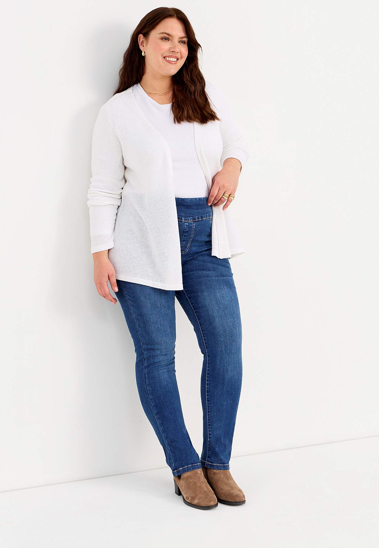 Stretchy jeggings with high elasticized waist