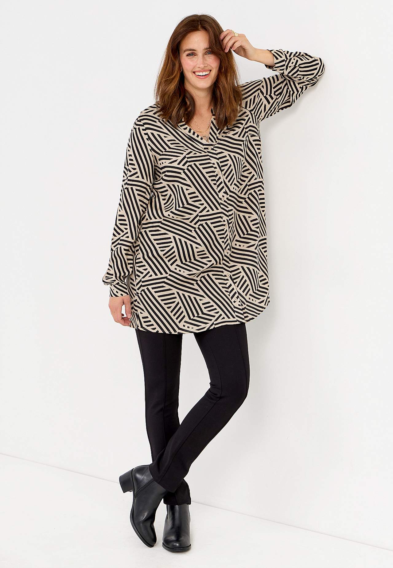 Patterned, woven tunic