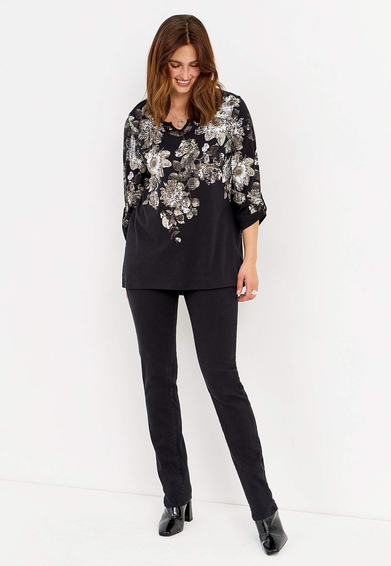 Patterned jersey top