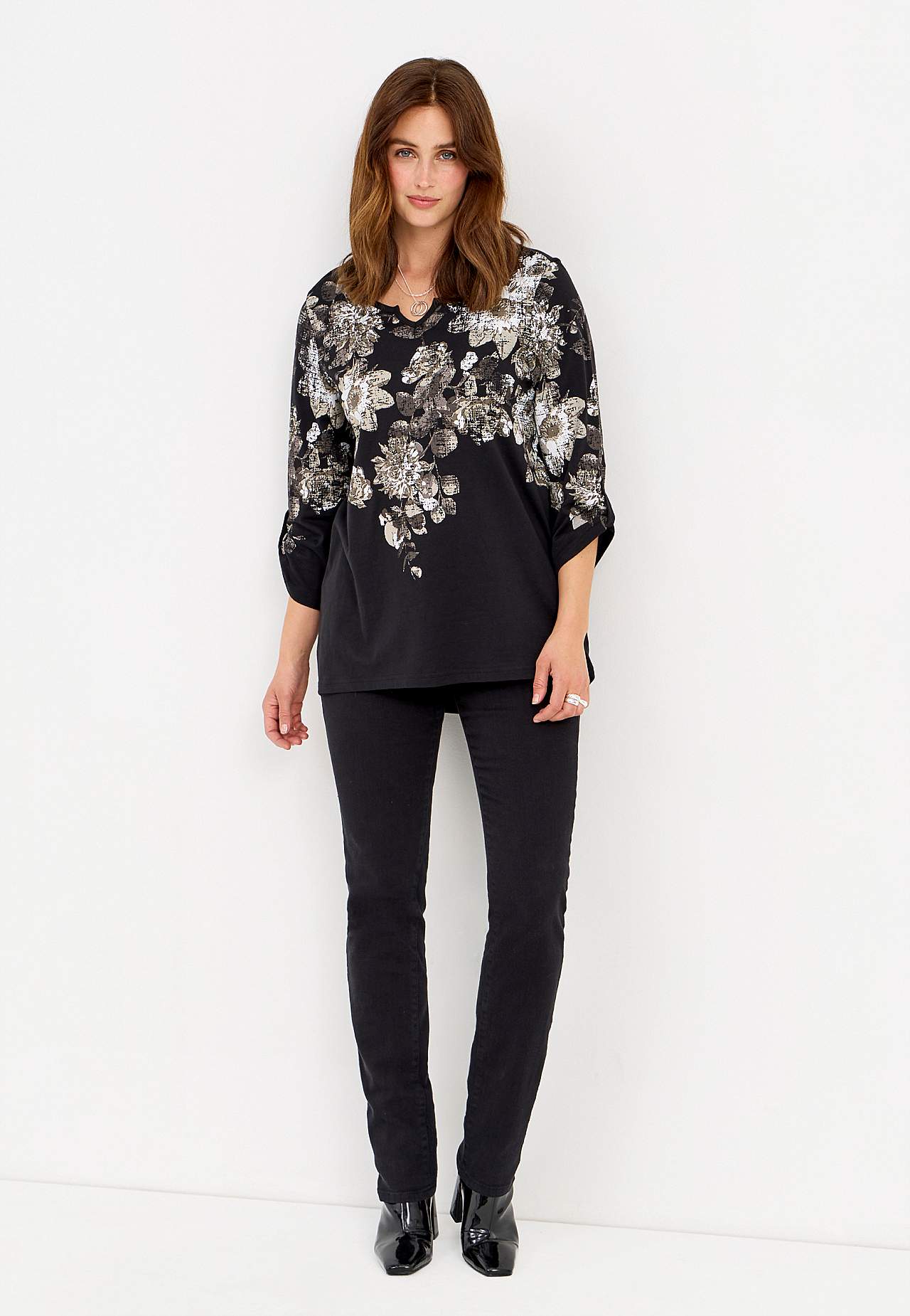Patterned jersey top