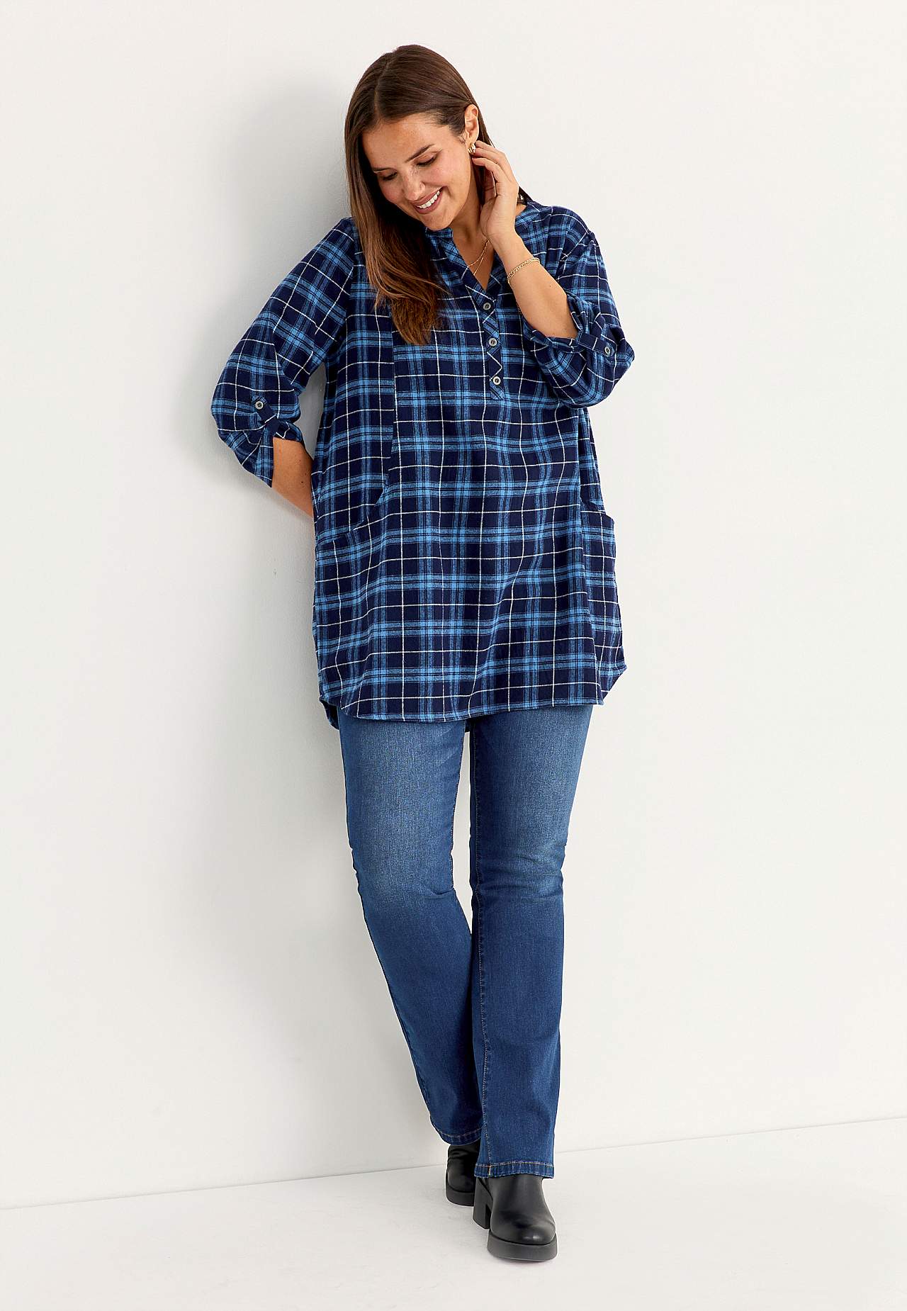 Checked tunic in flannel