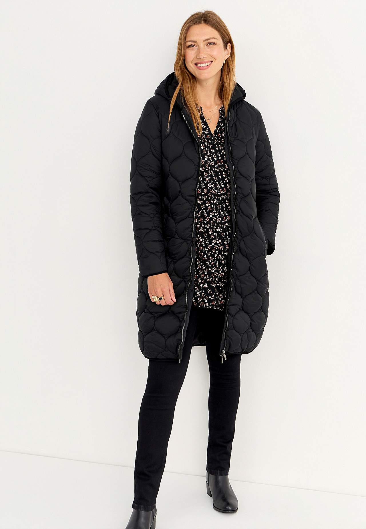 Quilted coat with hood