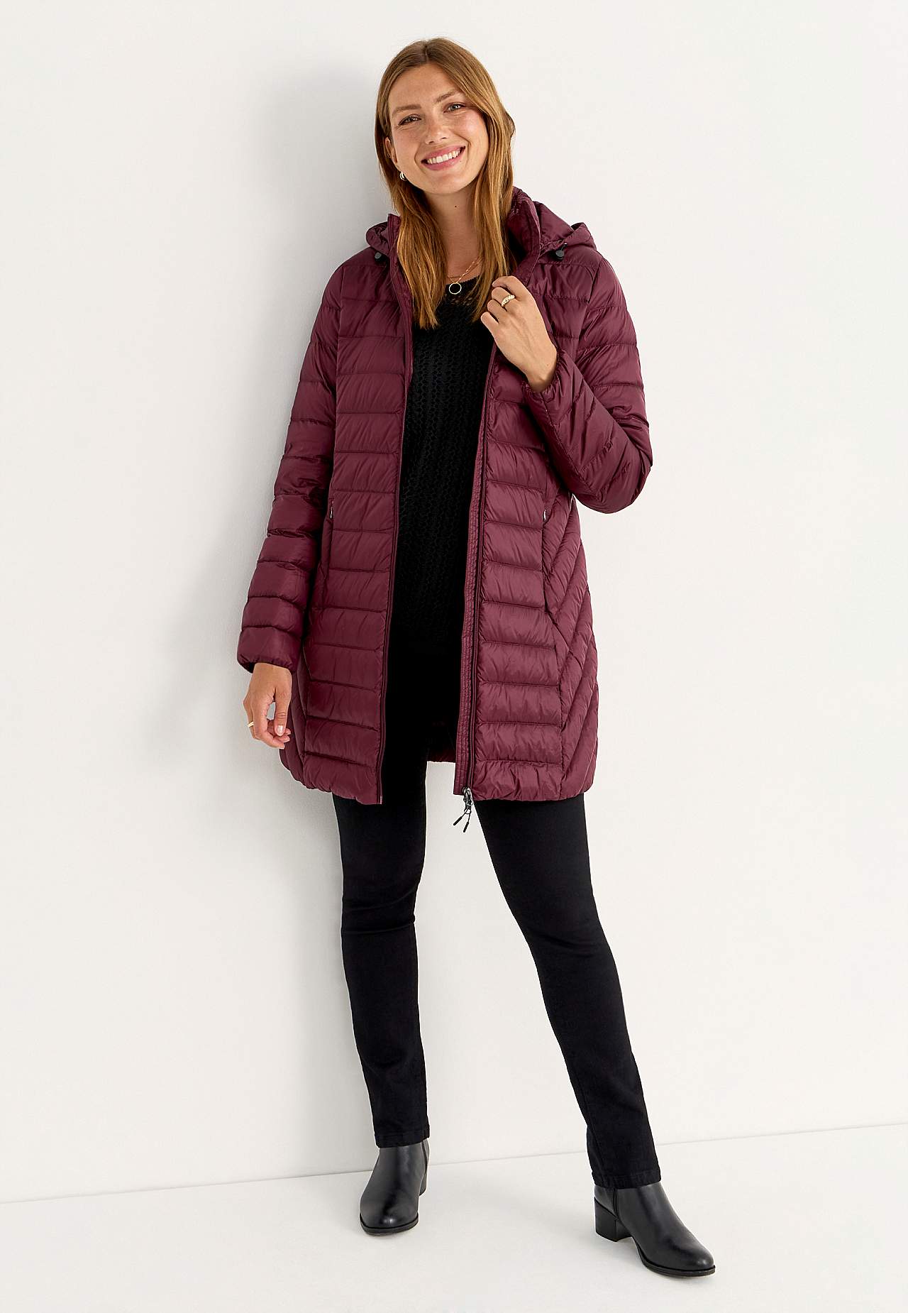 Down jacket with hood