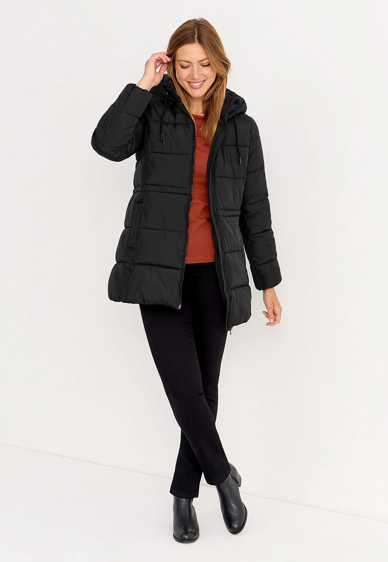 Warm-lined jacket with hood