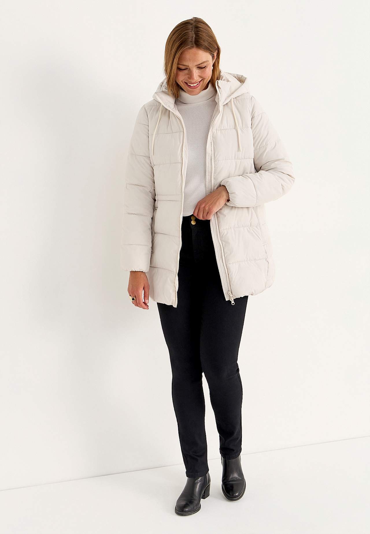 Warm-lined jacket with hood