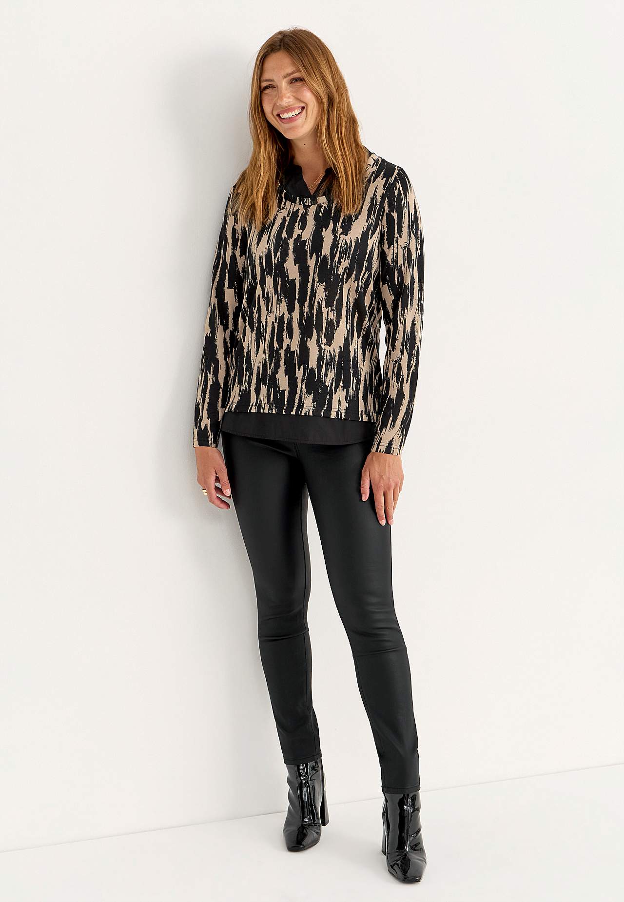 Patterned, 2 in 1 jersey top