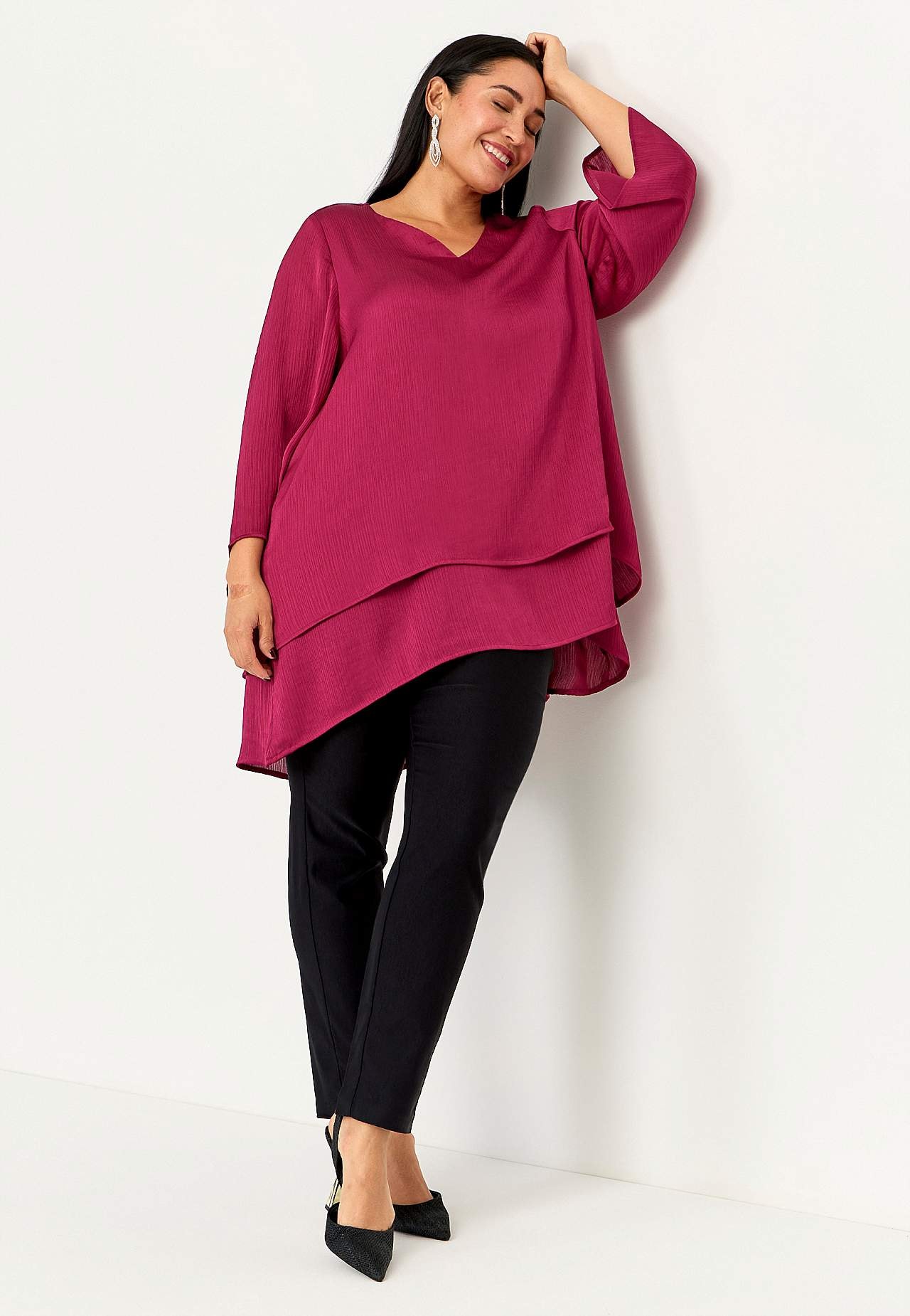 V-neck tunic with bell sleeve