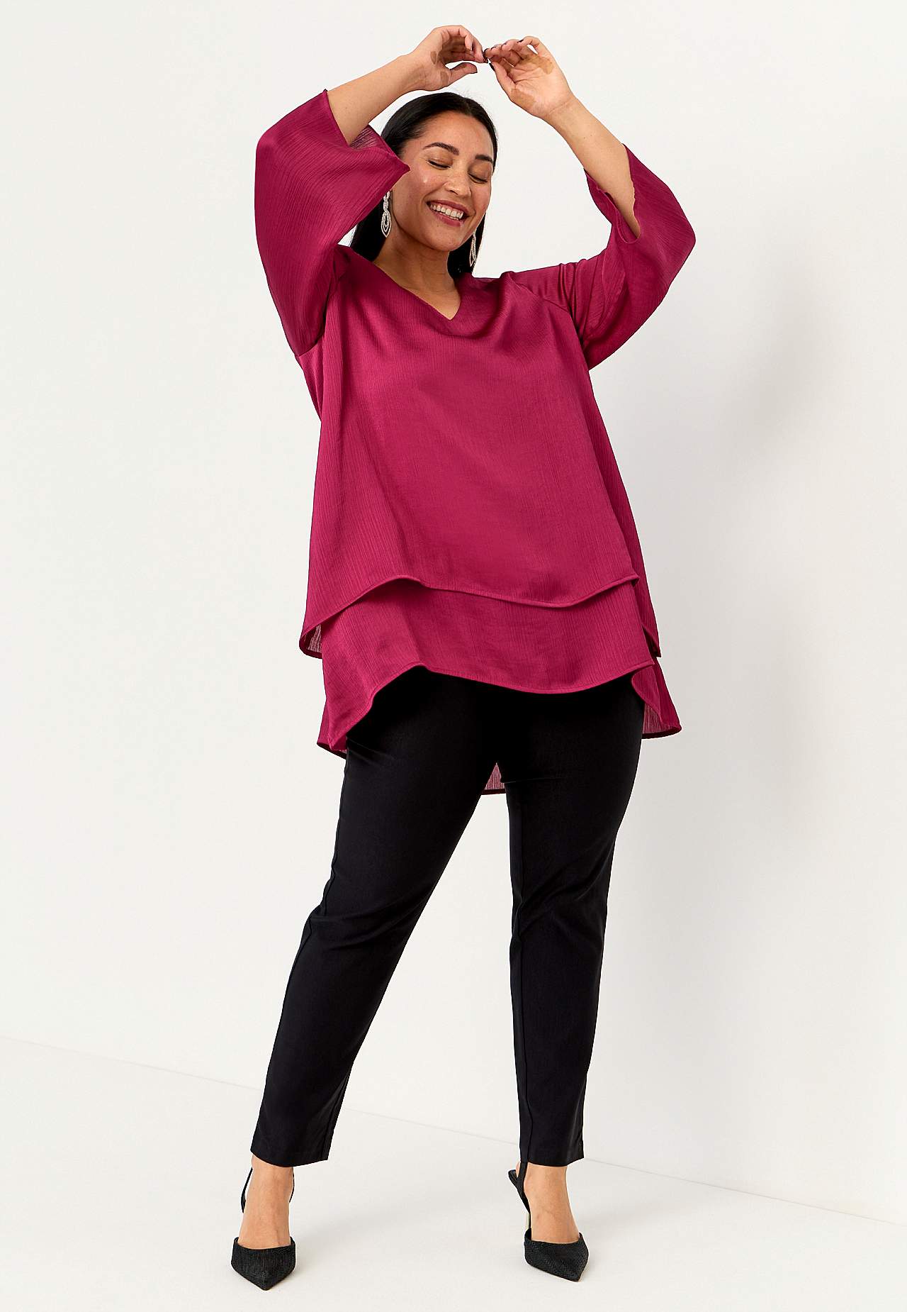 V-neck tunic with bell sleeve