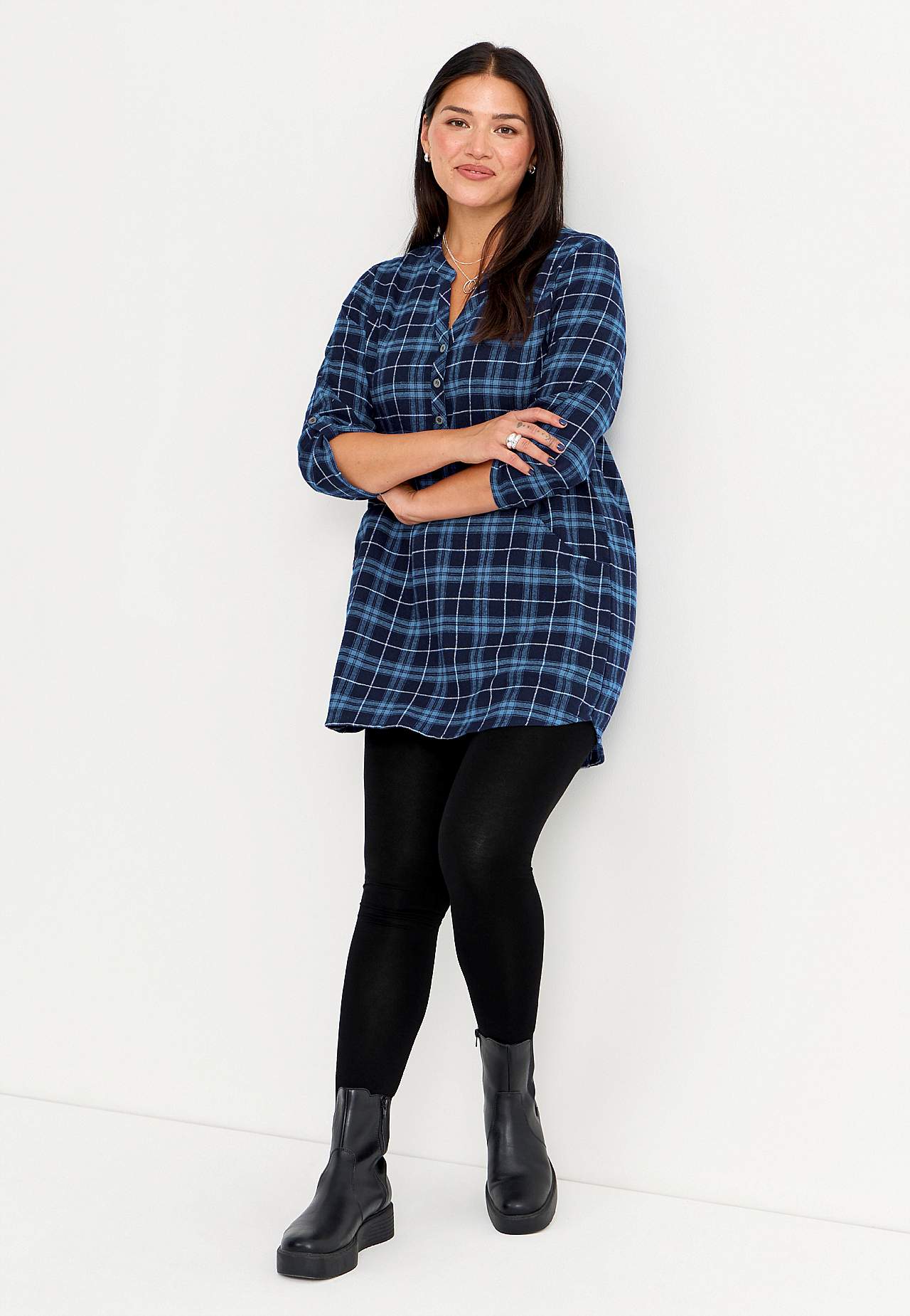 Checked tunic in flannel