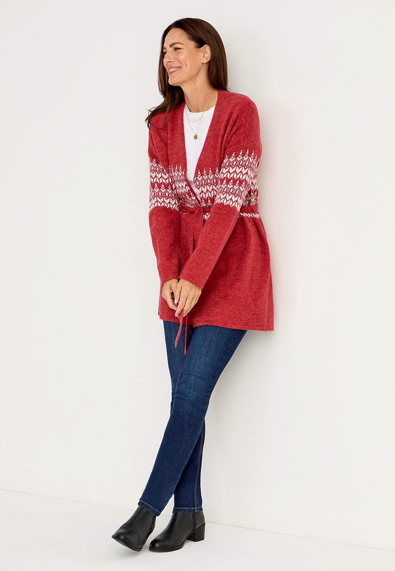 Jacquard-knit cardigan
