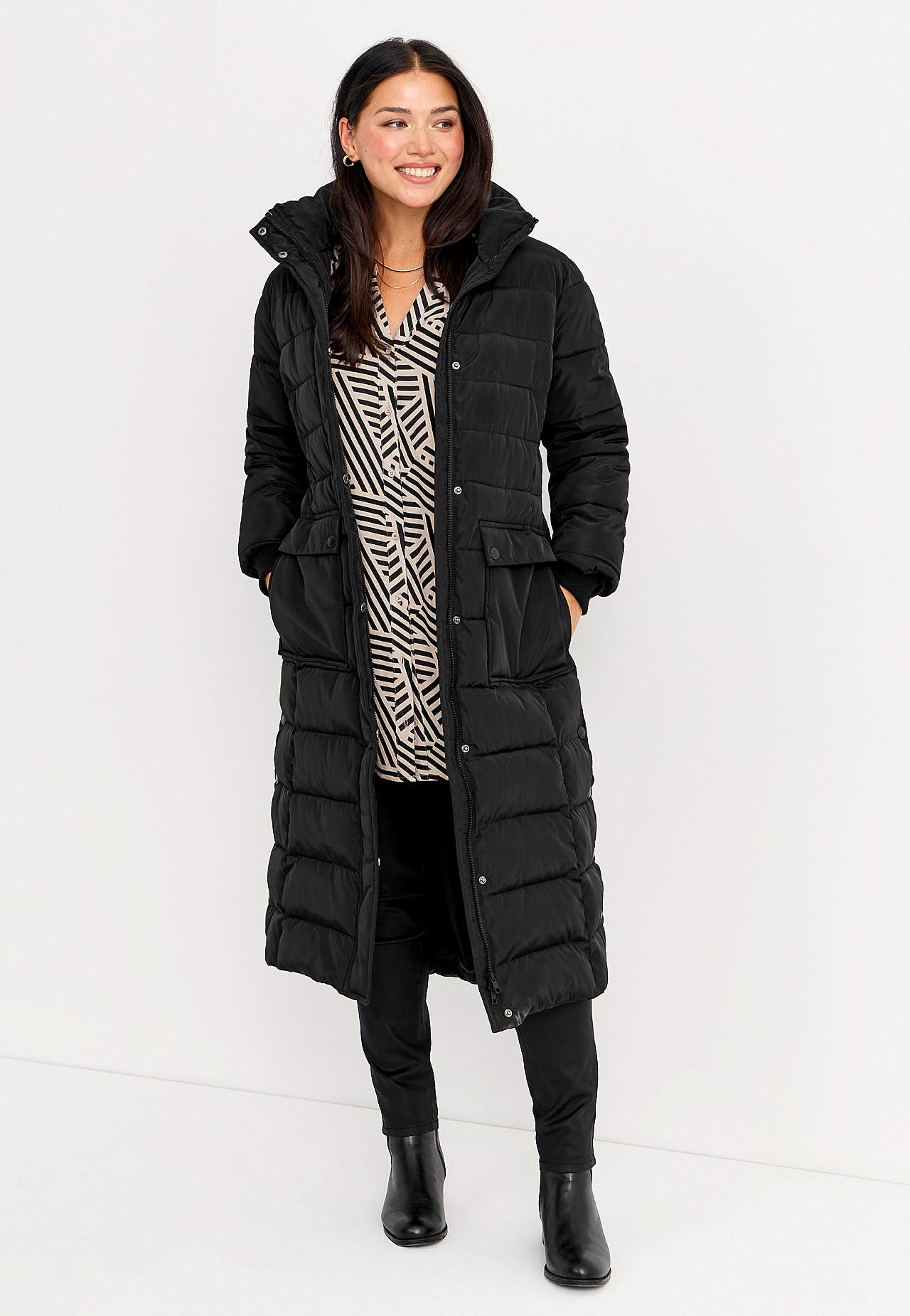 Long, padded coat