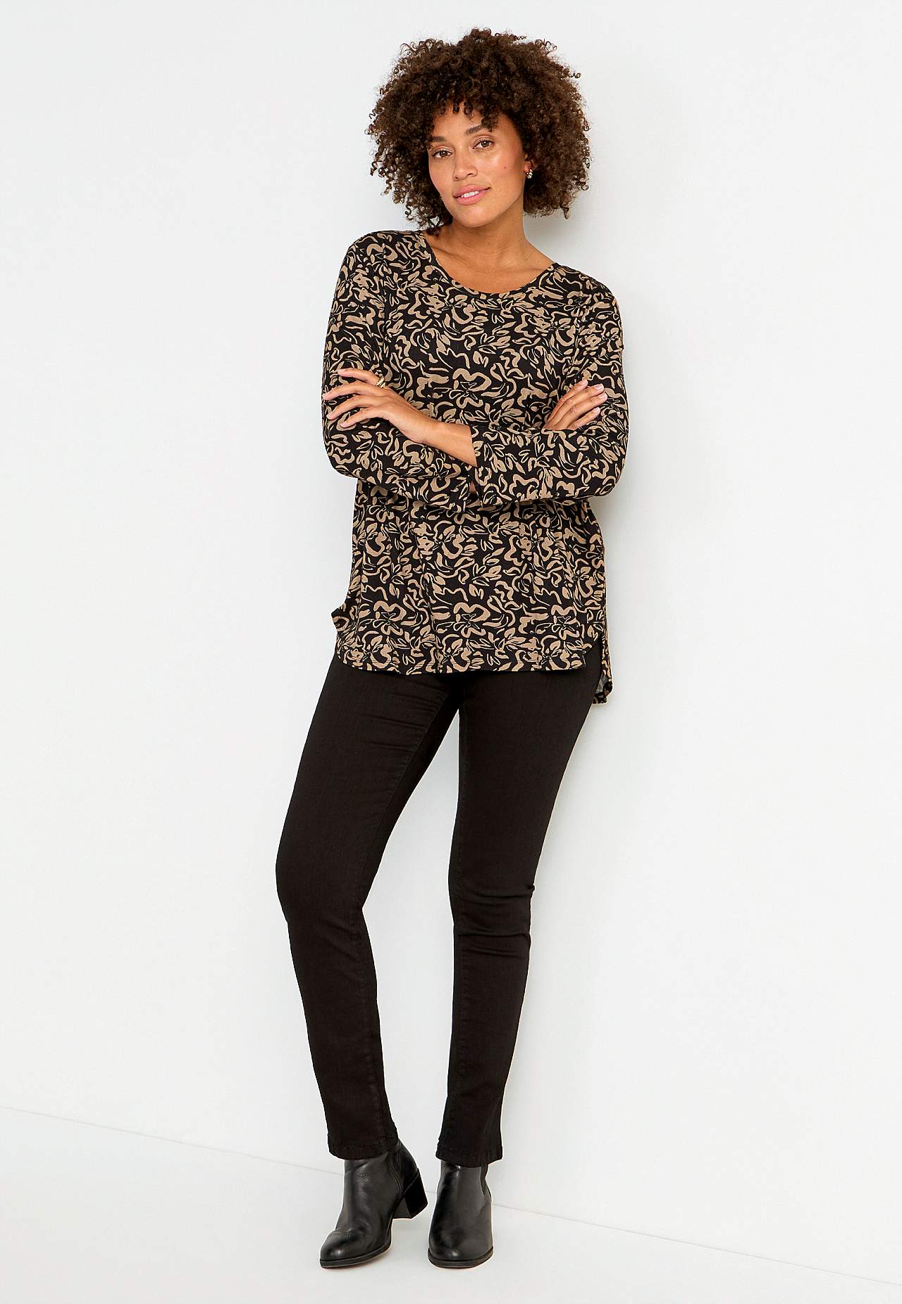 Jersey top with 3/4 sleeve
