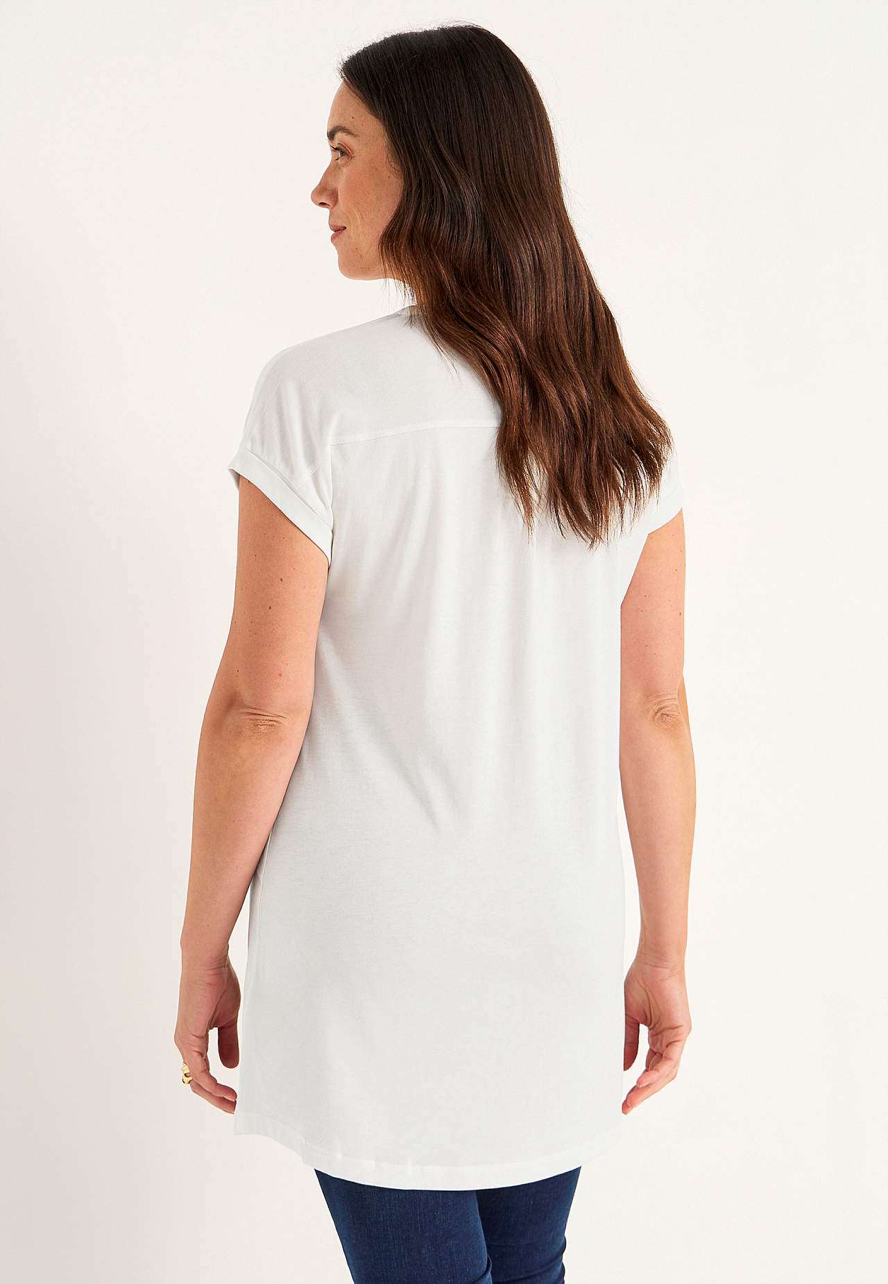 Jersey tuniq with metallic buttons