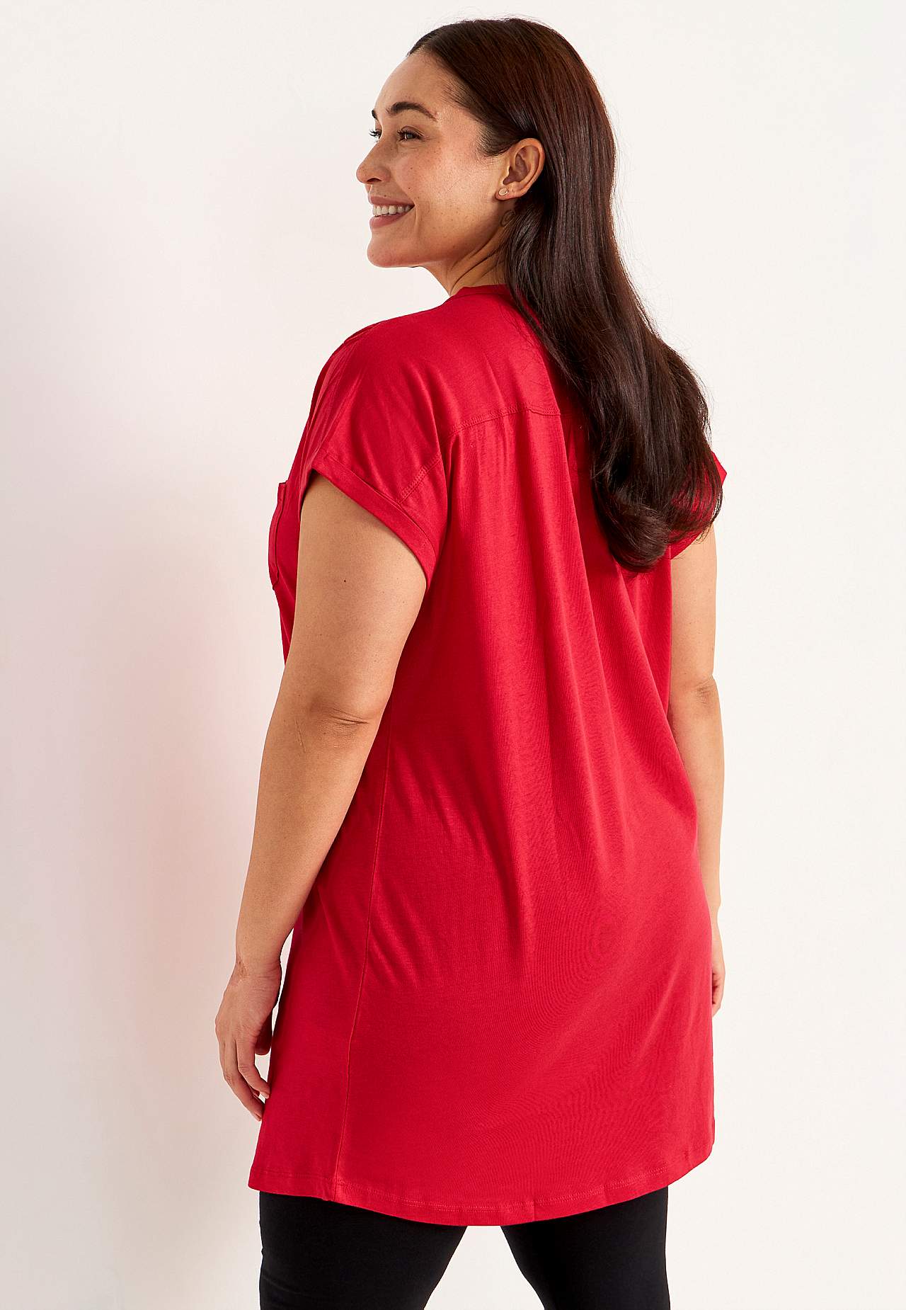 Jersey tuniq with metallic buttons