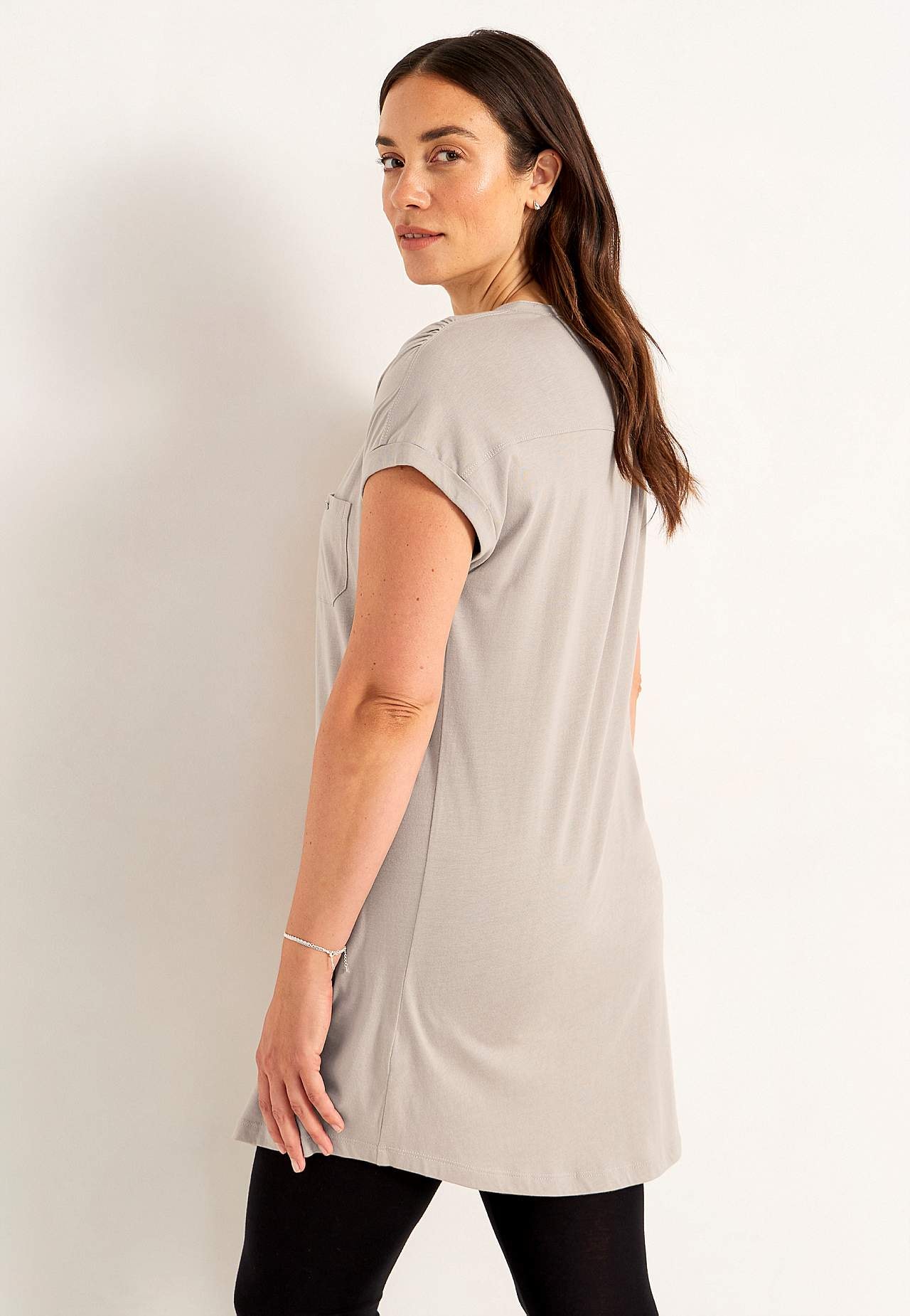 Jersey tuniq with metallic buttons