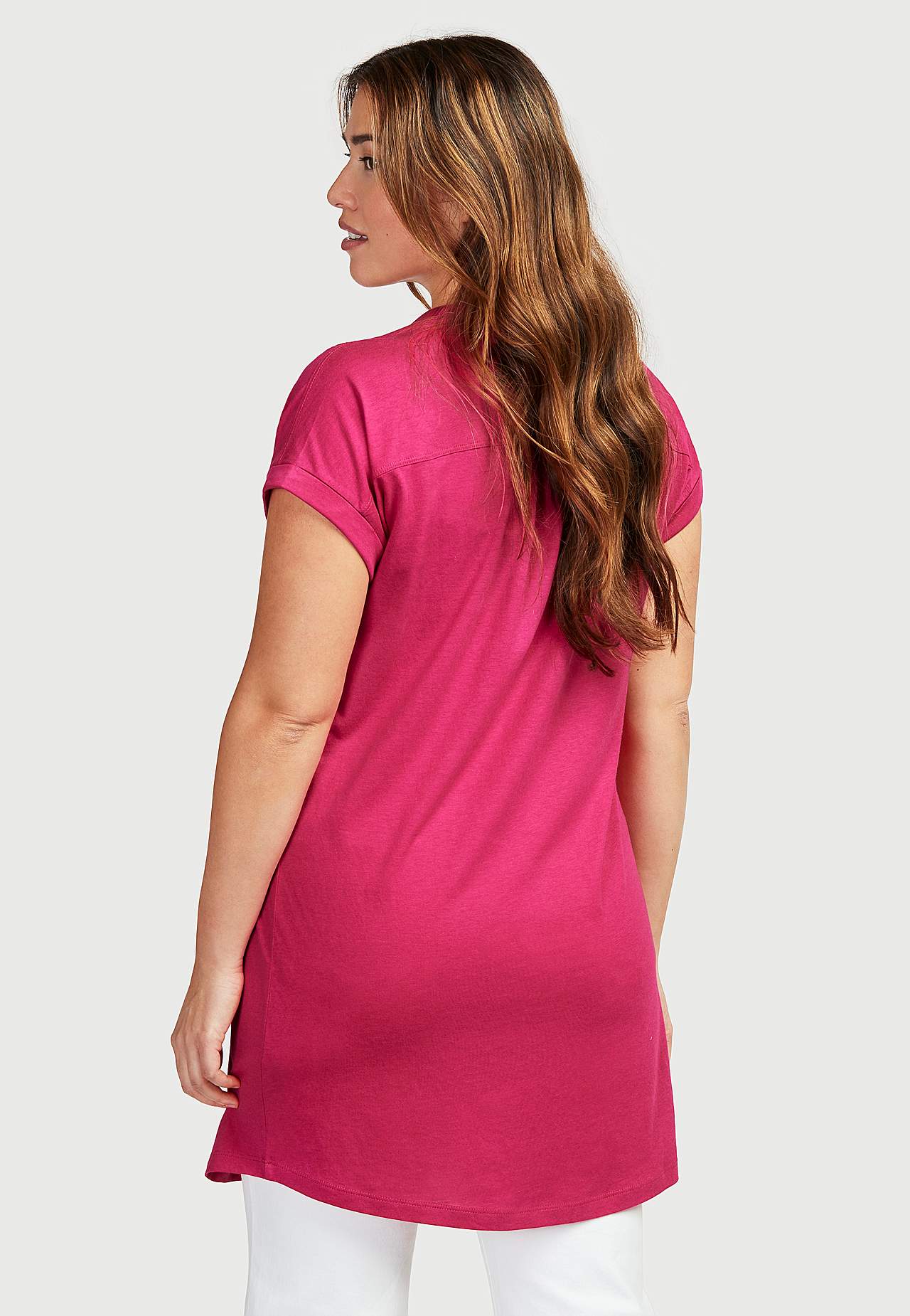 Jersey tuniq with metallic buttons