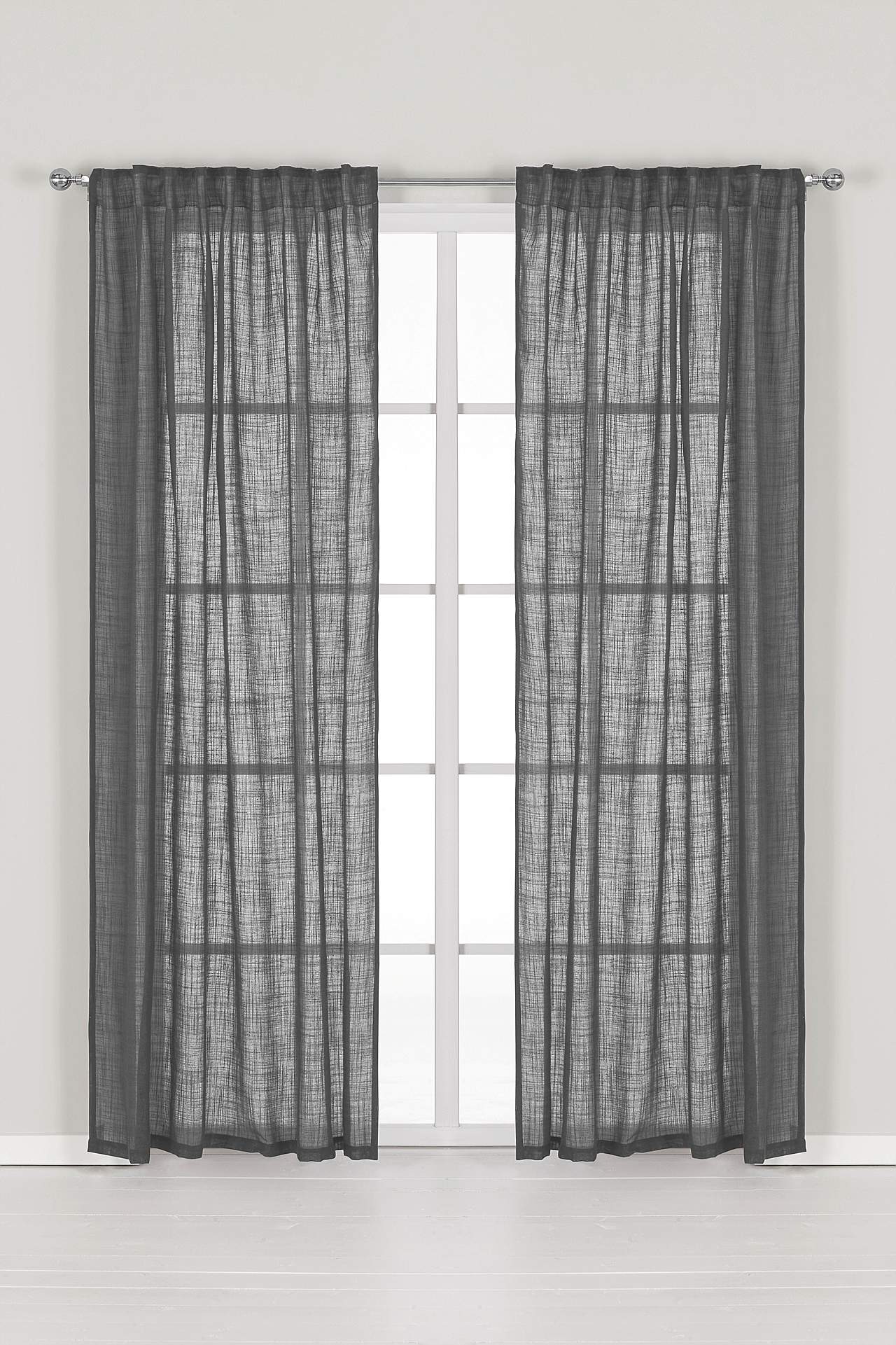 Multi length tape curtains with linen look Victoria 2-pack