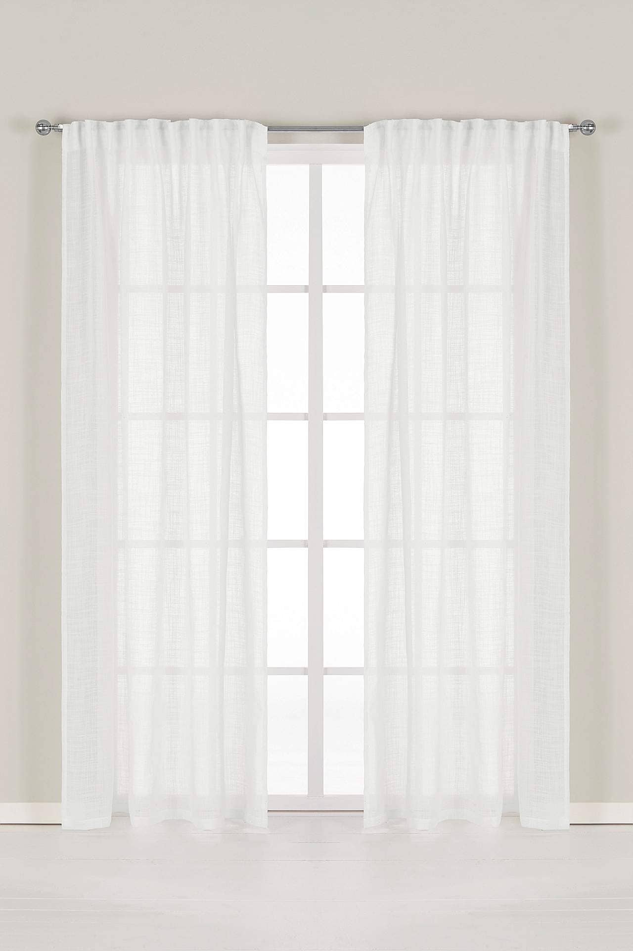 Multi length tape curtains with linen look Victoria 2-pack