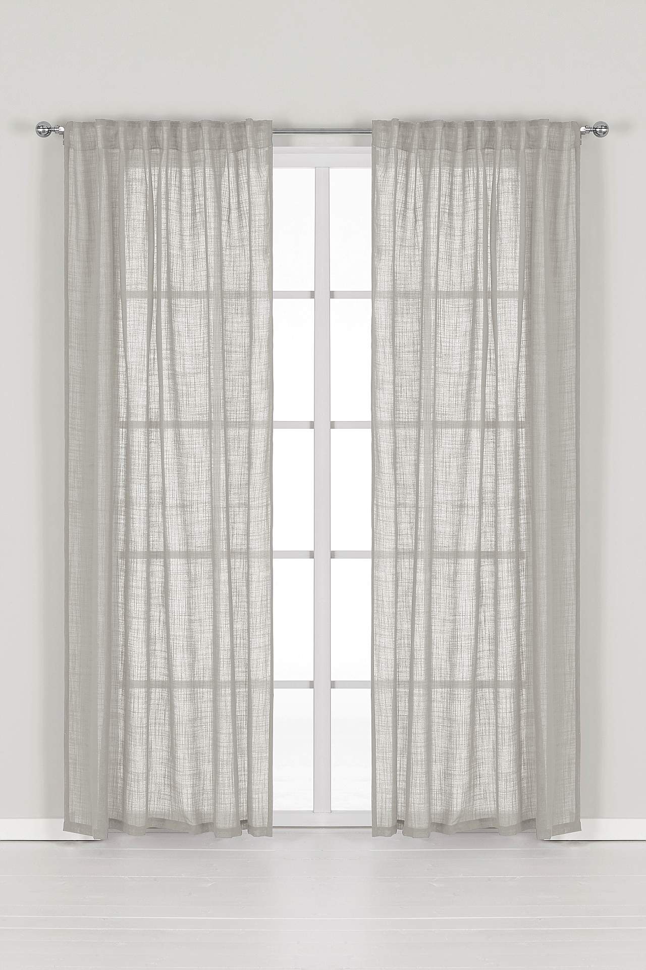 Multi length tape curtains with linen look Victoria 2-pack