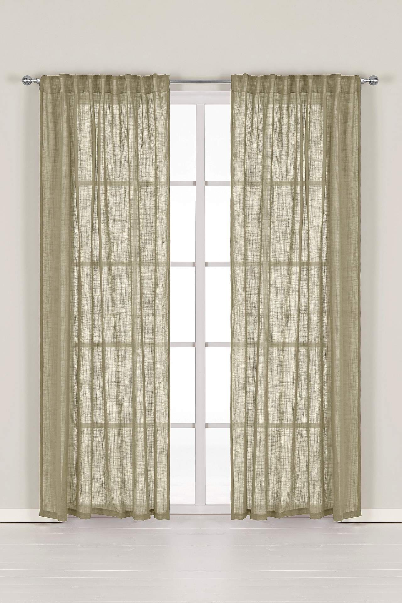 Multi length tape curtains with linen look Victoria 2-pack