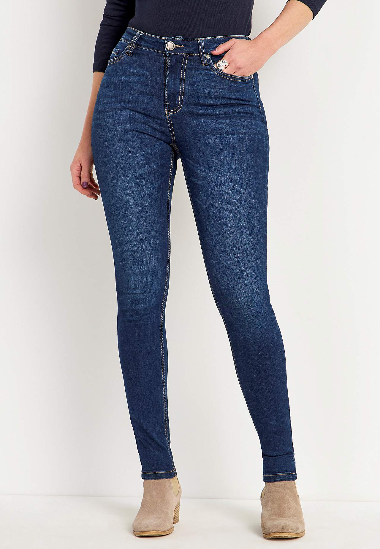 Jeans i denim med stretch - to lengder Ella