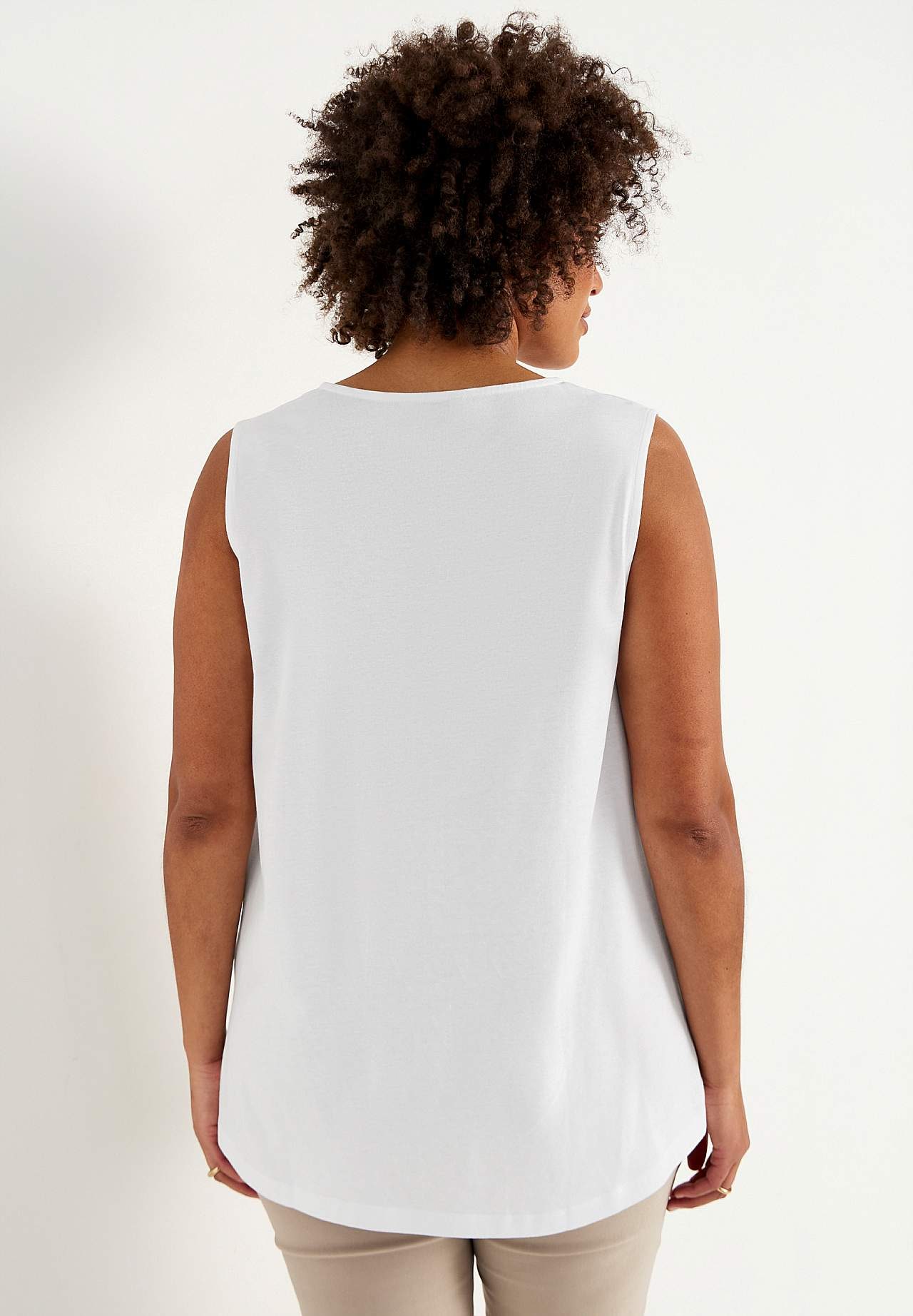 Sleeveless jersey top with v neckline