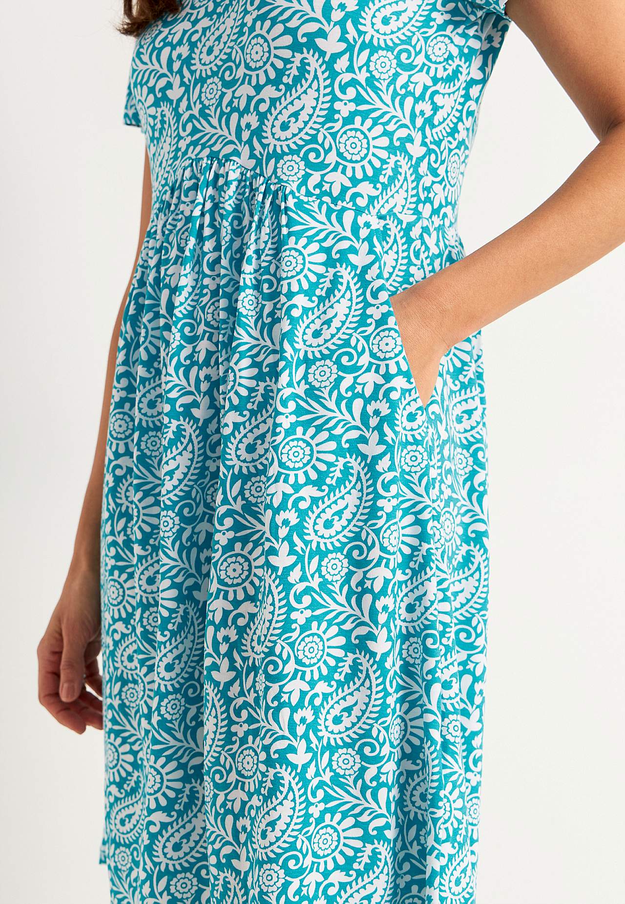 Short-sleeved jersey dress with pockets Agatha