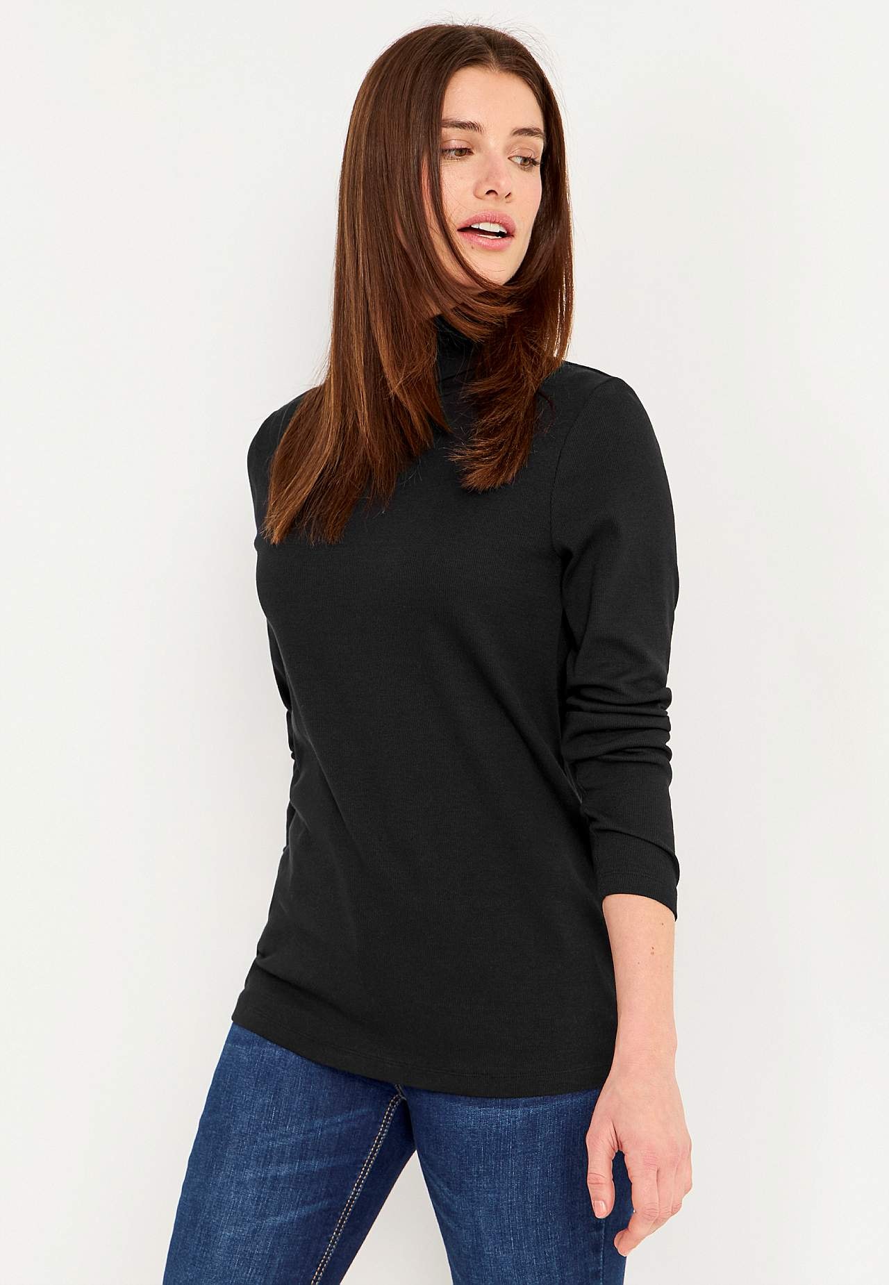 Ribbed roll-neck in organic cotton