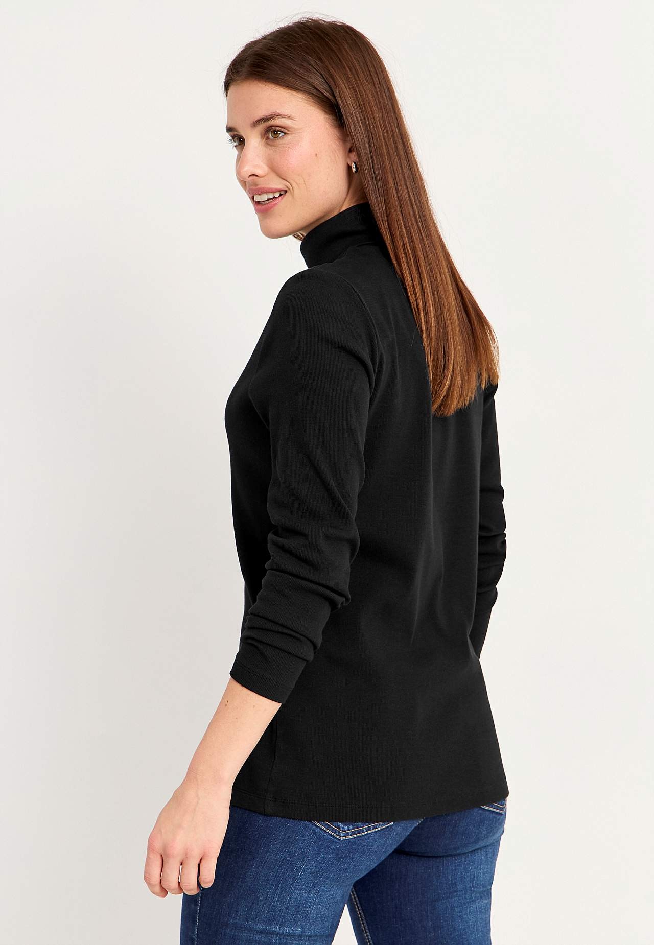 Ribbed roll-neck in organic cotton