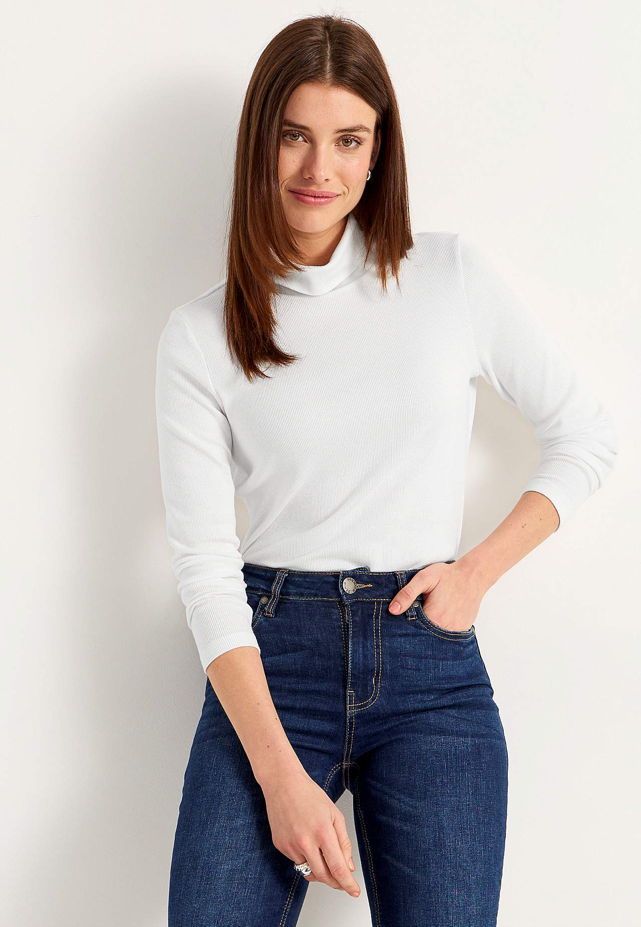 Ribbed roll-neck in organic cotton