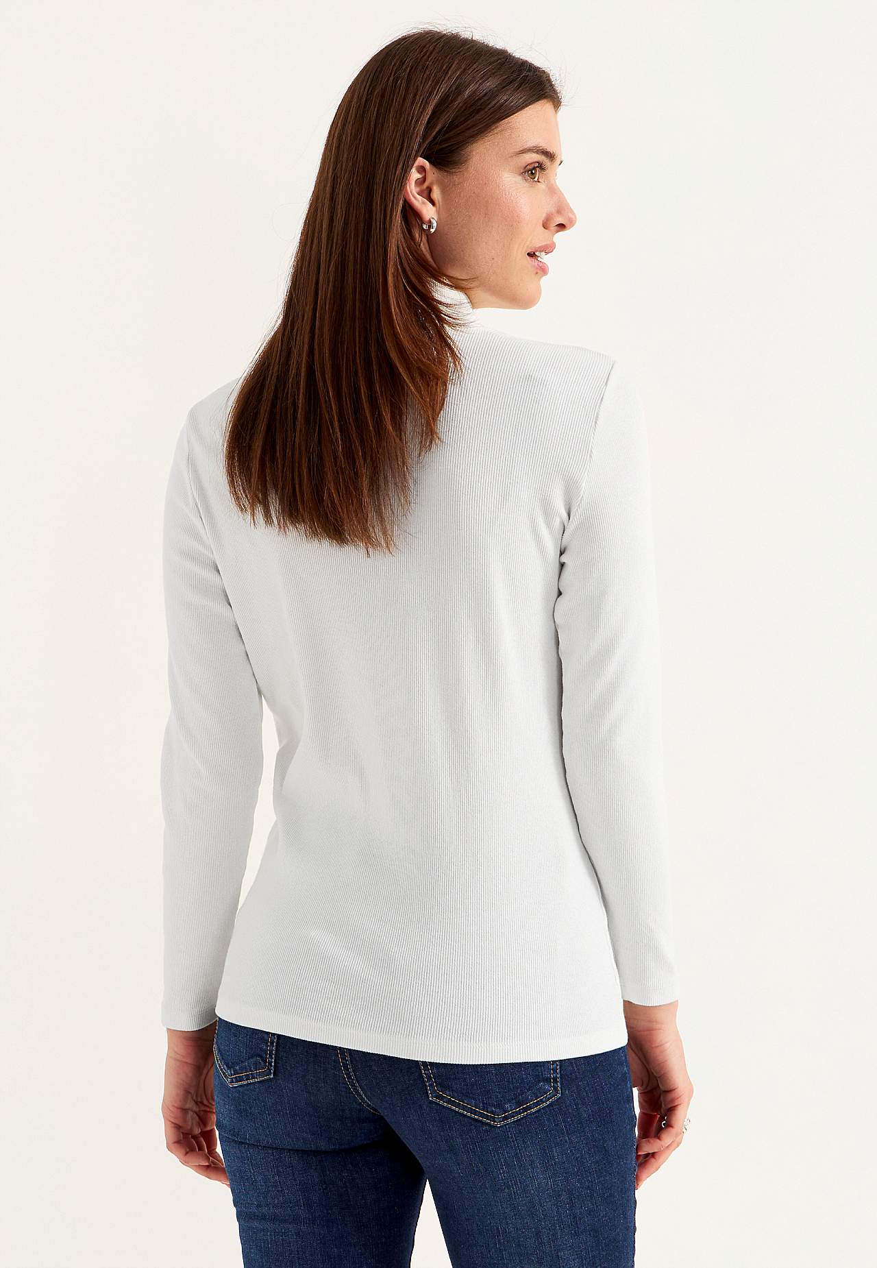 Ribbed roll-neck in organic cotton