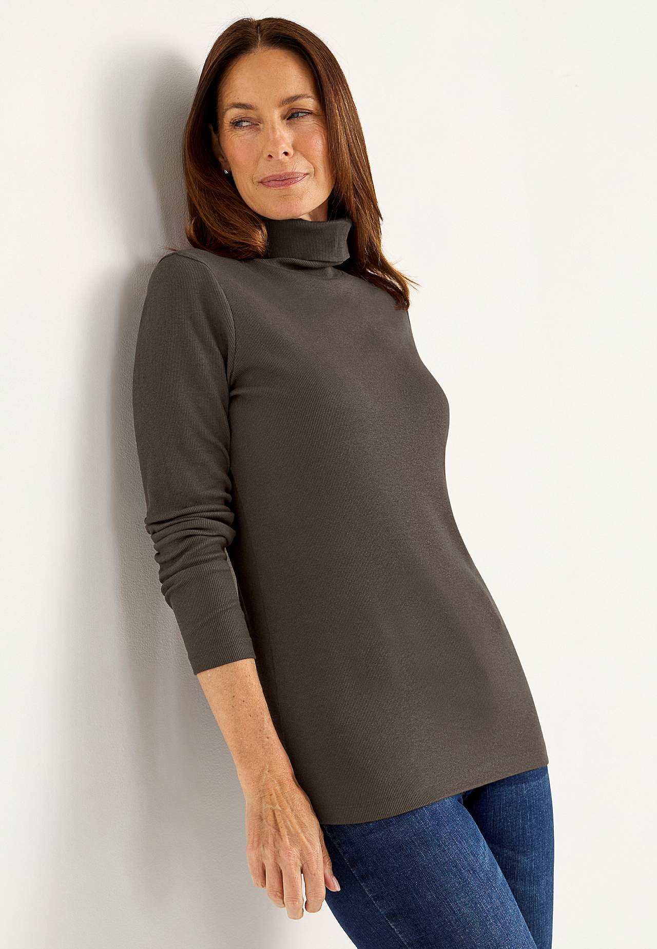 Ribbed roll-neck in organic cotton
