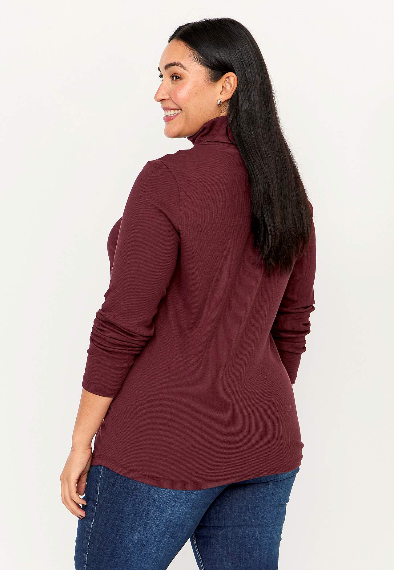 Ribbed roll-neck in organic cotton